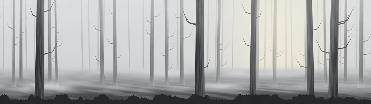 Gray Forest Trees dual monitor wallpaper, 7680 × 2160