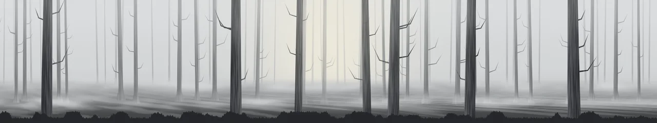 Gray Forest Trees triple monitor wallpaper, 7680 × 1440