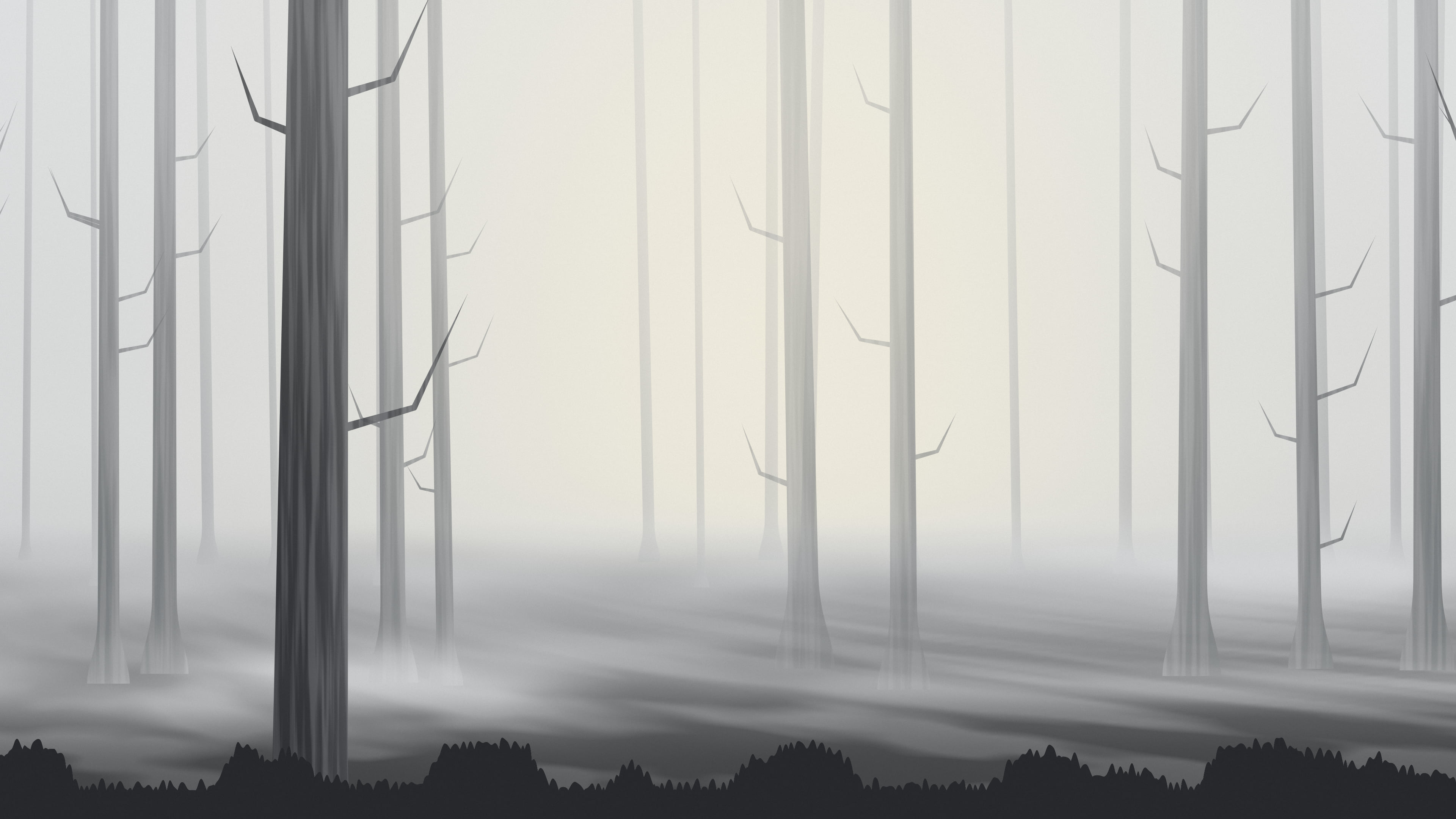 Gray Forest Trees desktop wallpaper in 4K