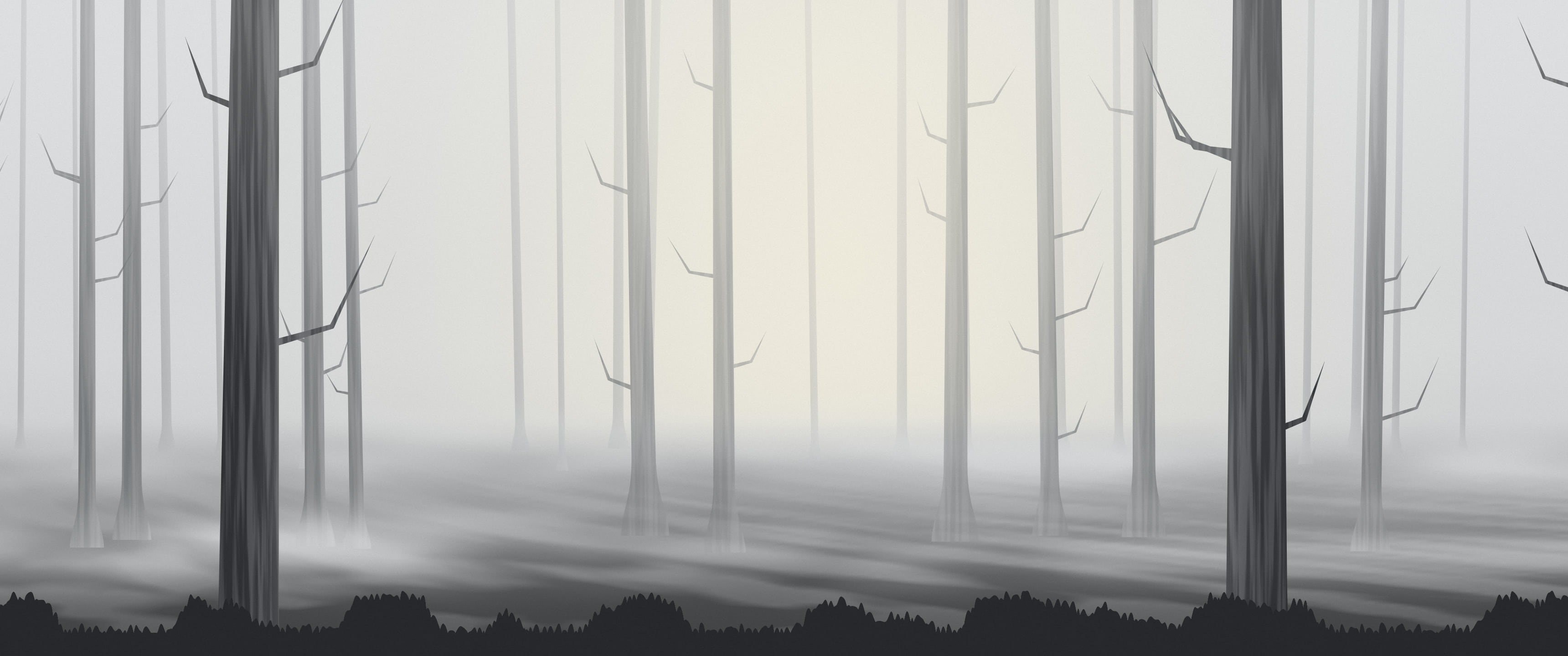 Gray Forest Trees ultrawide wallpaper, 3440 × 1440