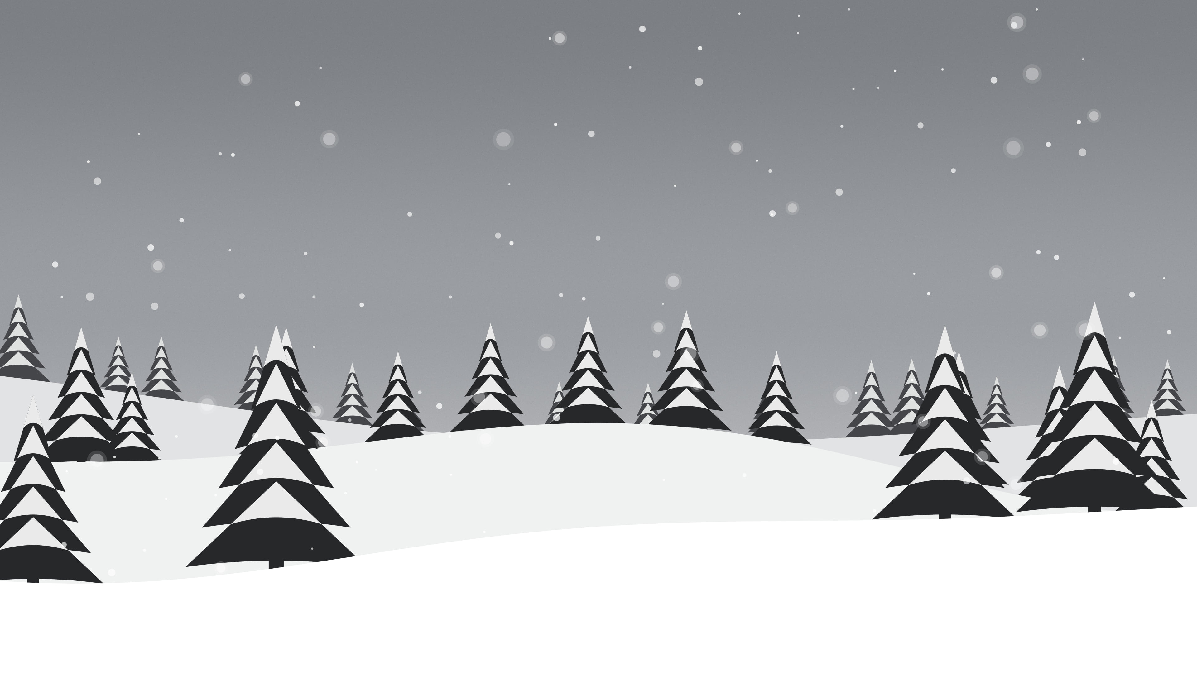 Gray Snowy Forest desktop wallpaper in 4K