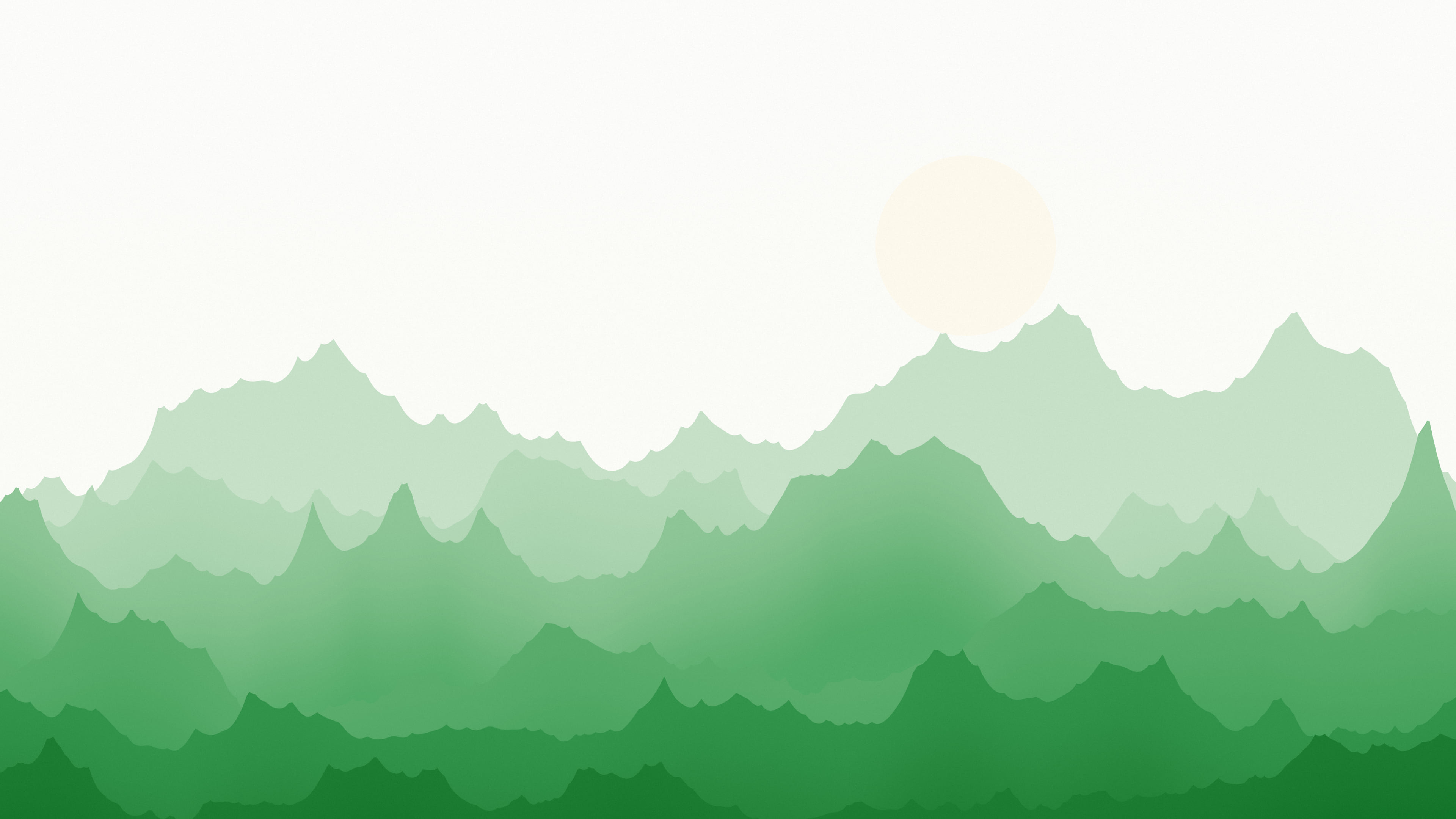 Green and White Minimalist Mountain Landscape desktop wallpaper in 4K