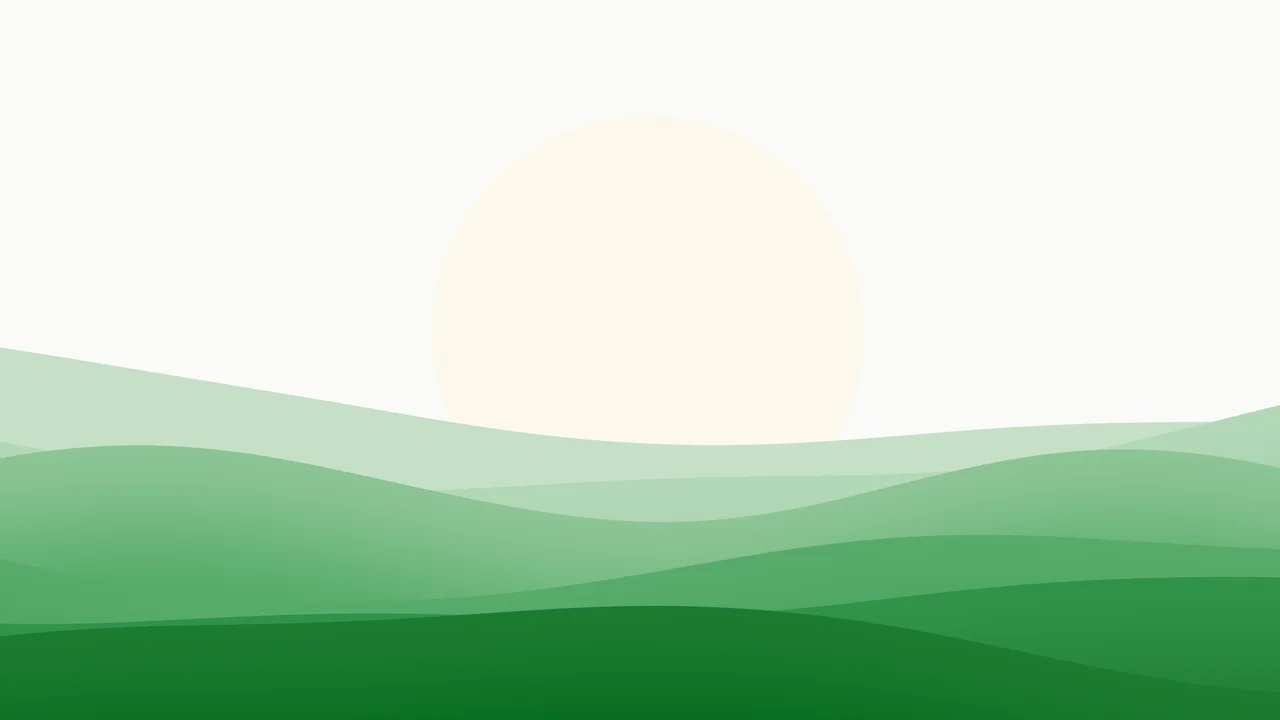 Green and White Minimalist Sunset Hills desktop wallpaper in 4K