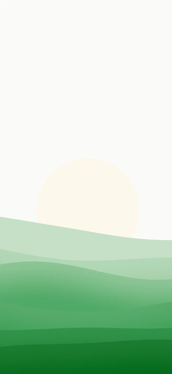 Green and White Minimalist Sunset Hills wallpaper for iPhone and Android
