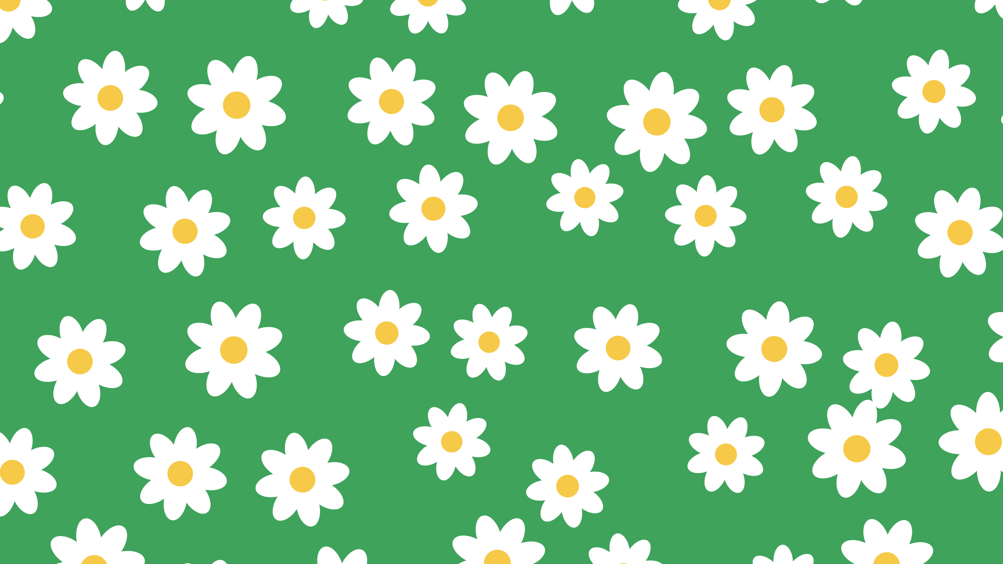 Green Daisy Flower Pattern desktop wallpaper in 4K