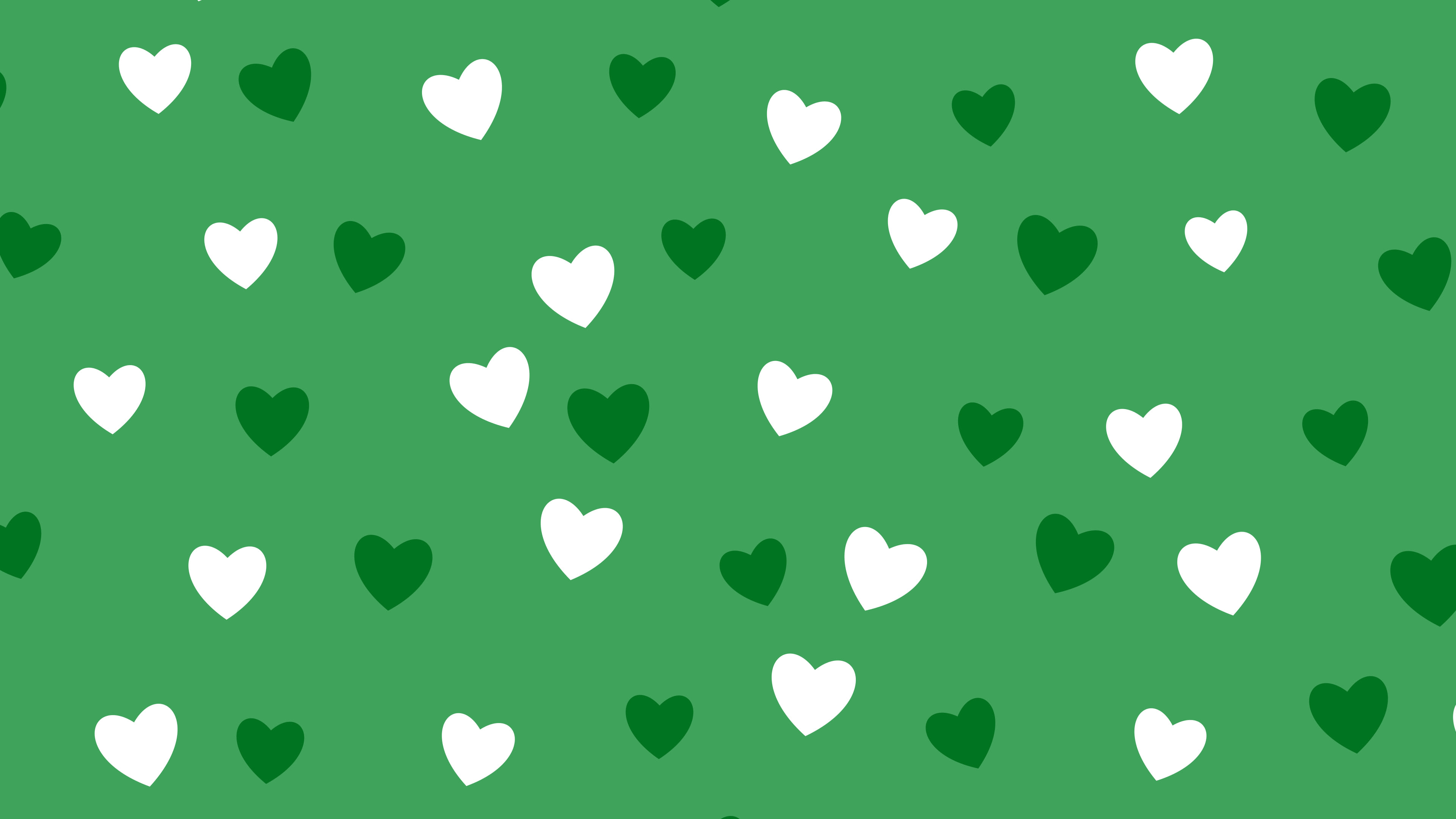 Green Heart Pattern desktop wallpaper in 4K