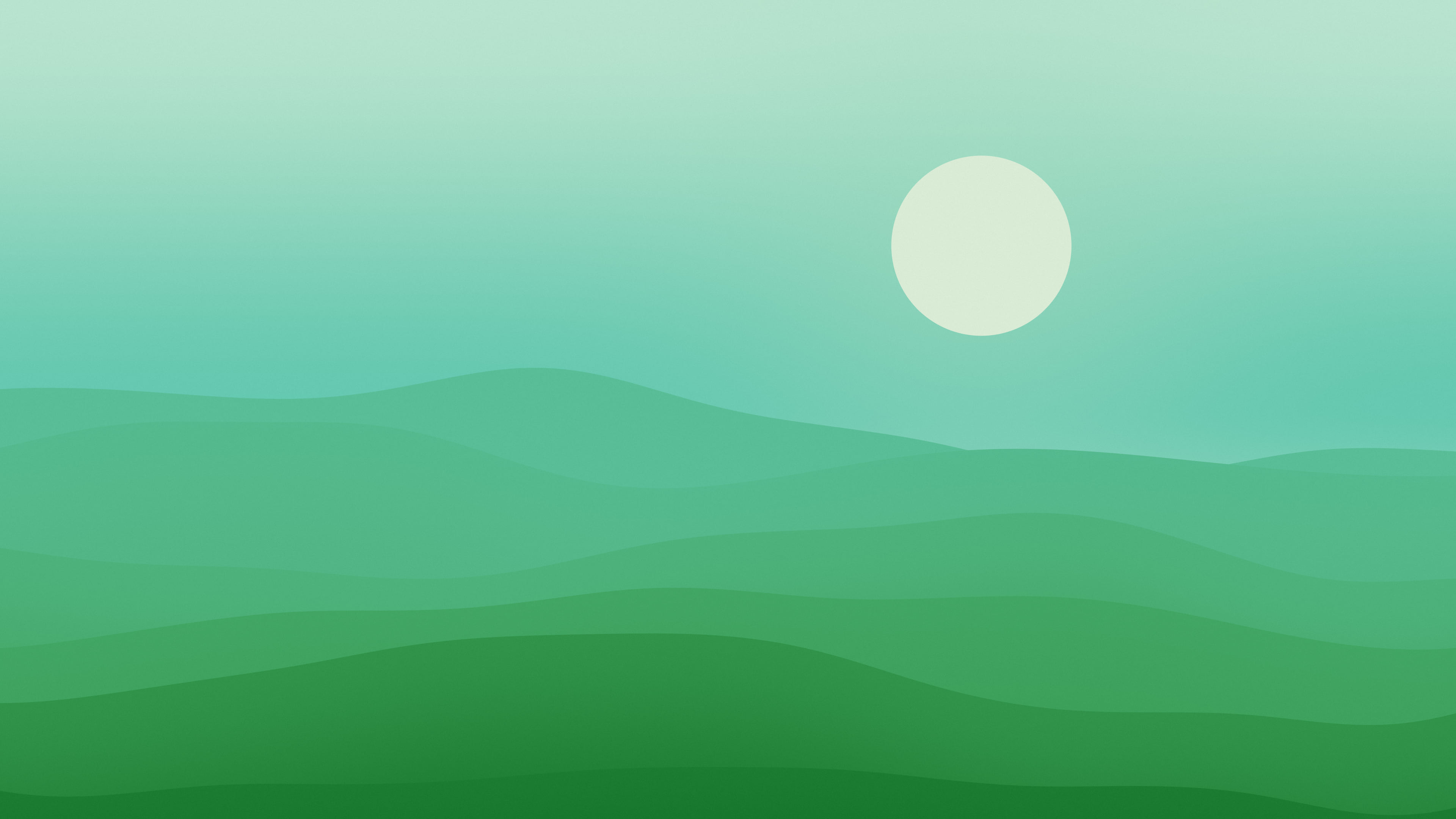Green Minimalist Desert Dunes desktop wallpaper in 4K