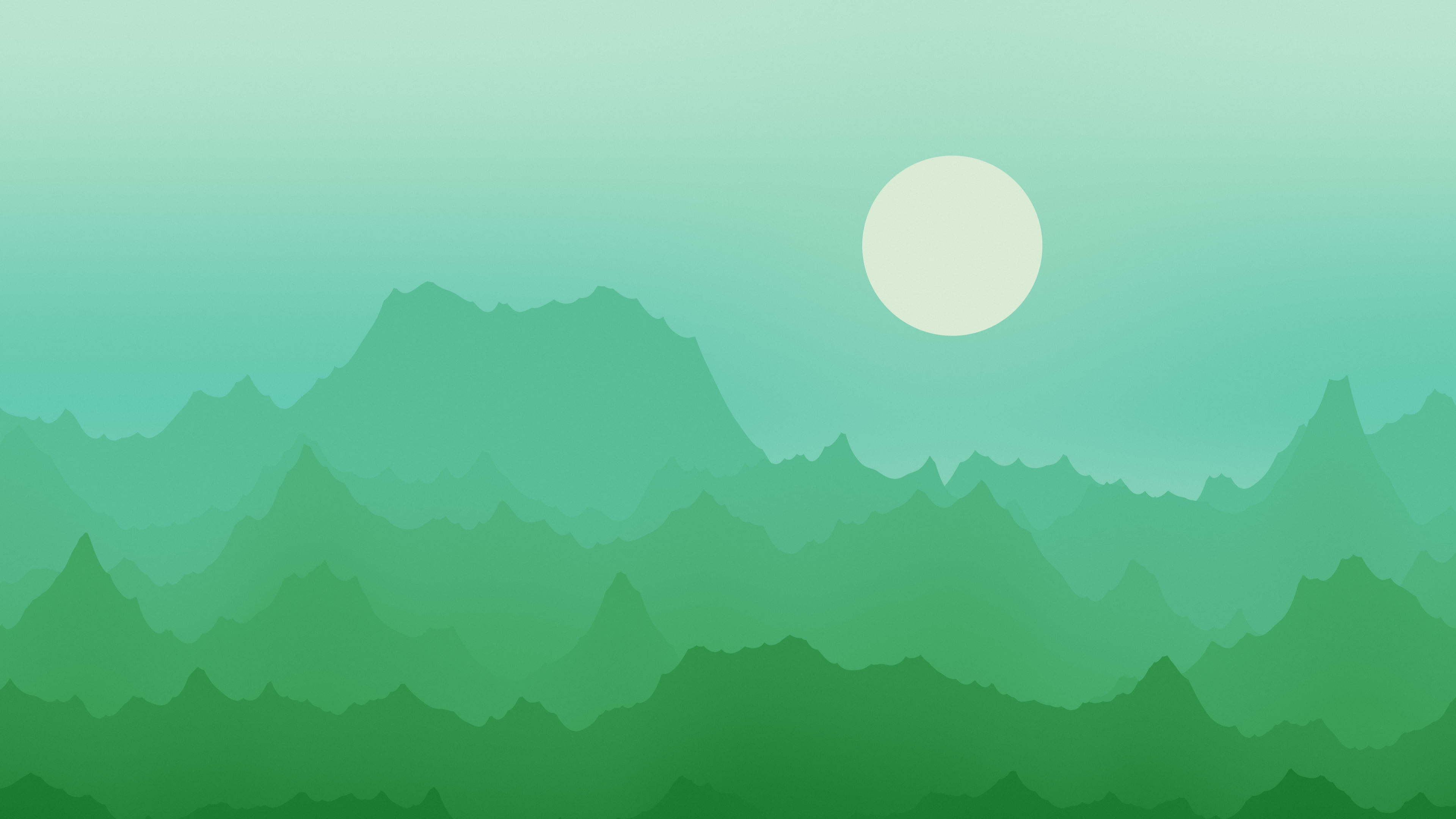 Green Minimalist Mountain Landscape desktop wallpaper in 4K