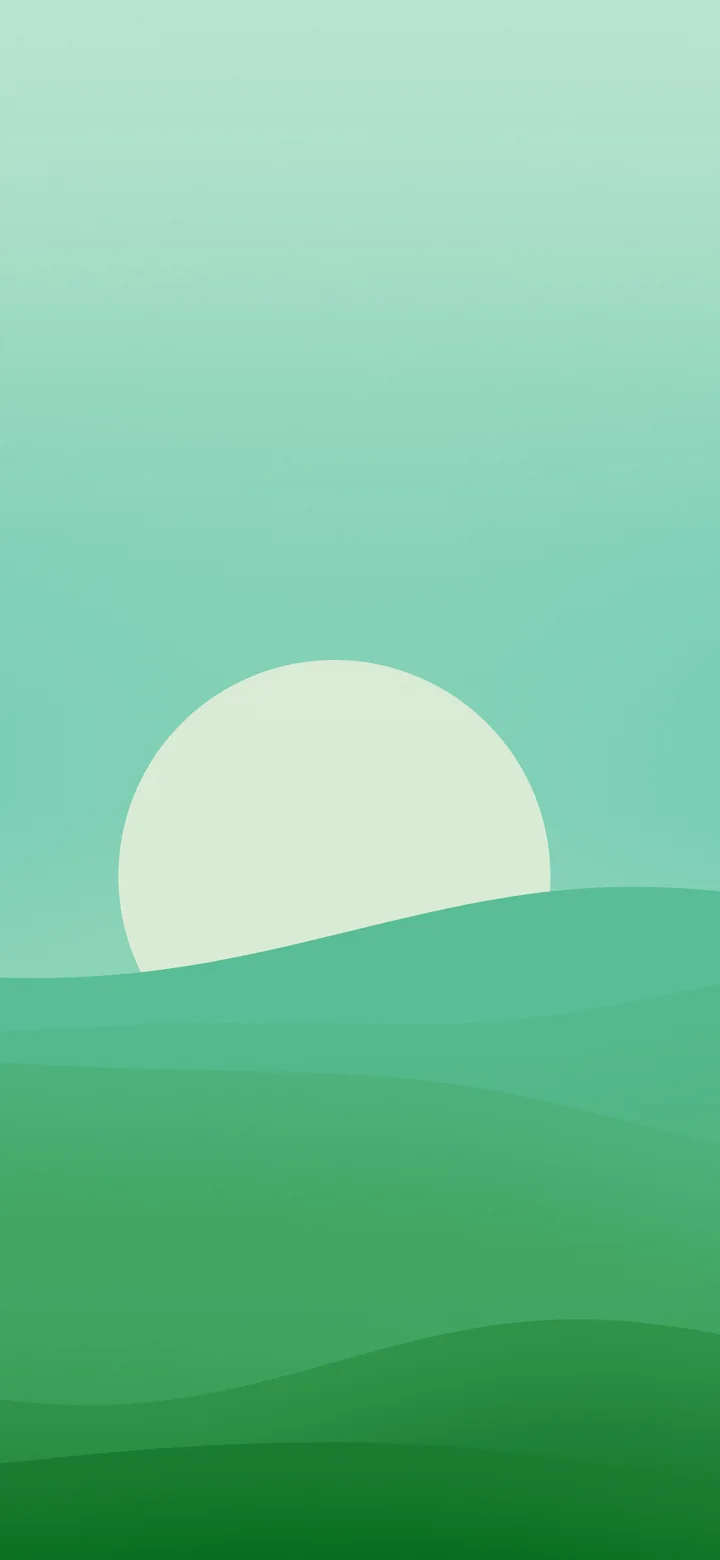 Green Minimalist Sunset Hills wallpaper for iPhone and Android