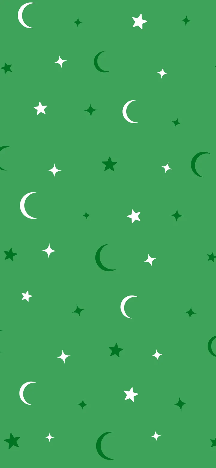 Green Moon and Stars Pattern wallpaper for iPhone and Android