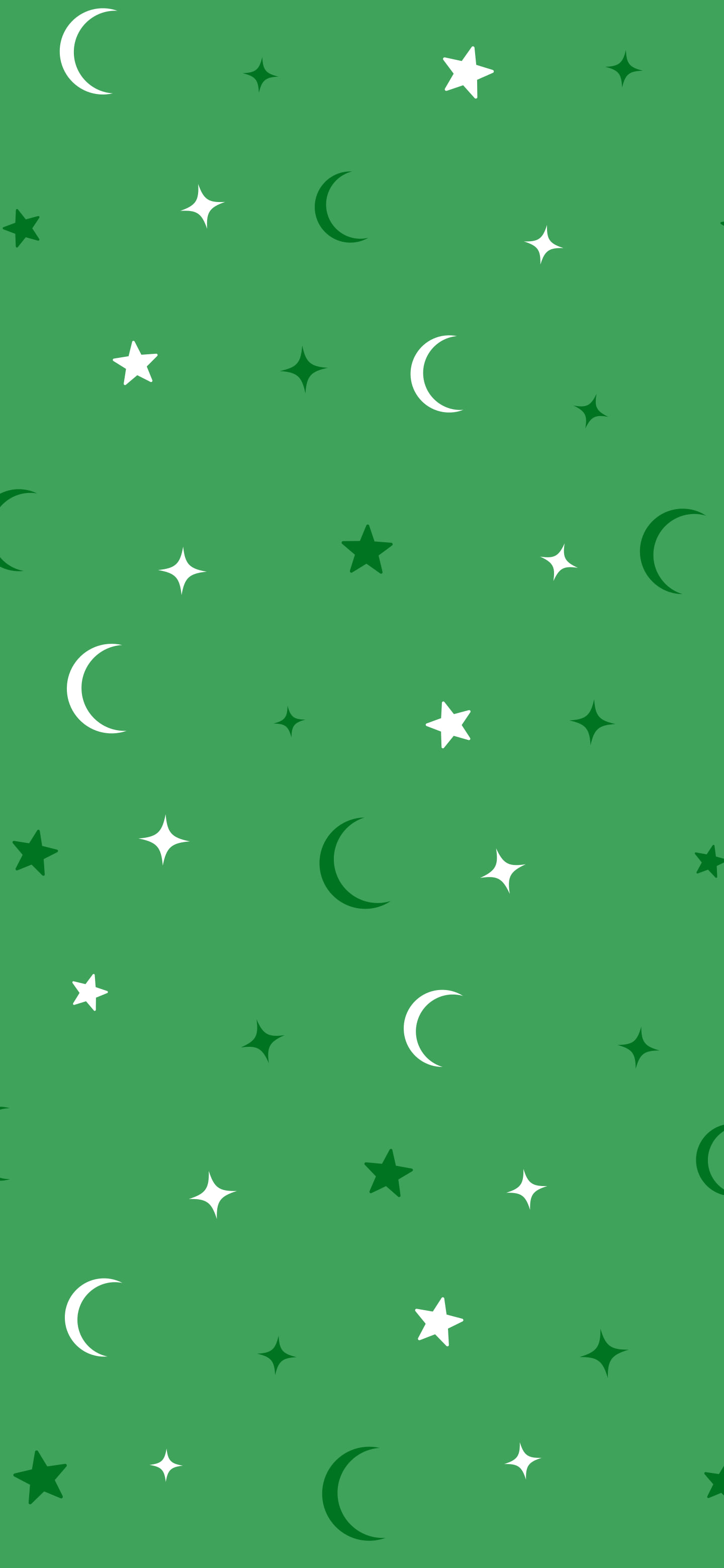 Green Moon and Stars Pattern wallpaper for iPhone and Android