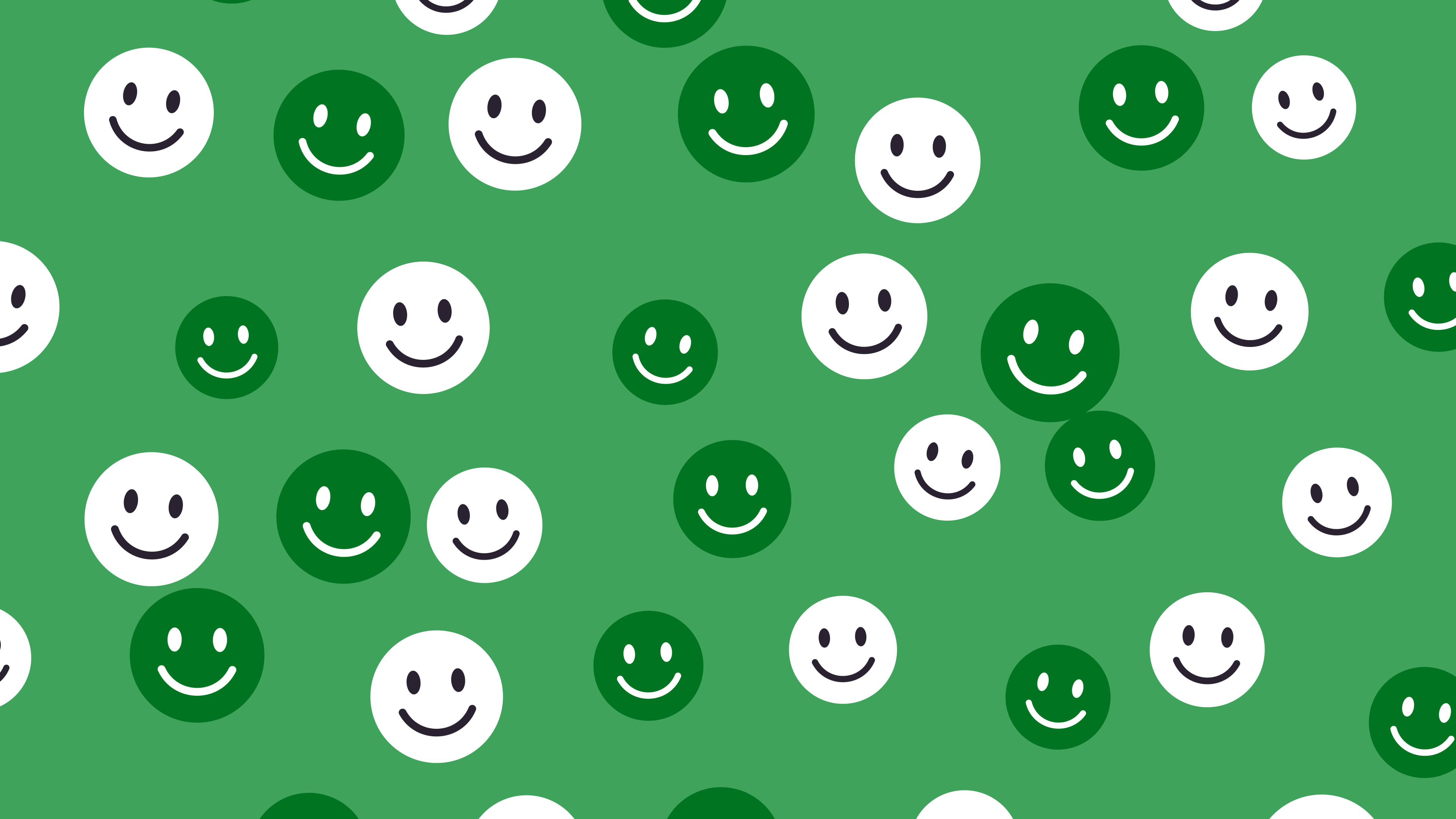Green Smiley Face Pattern desktop wallpaper in 4K