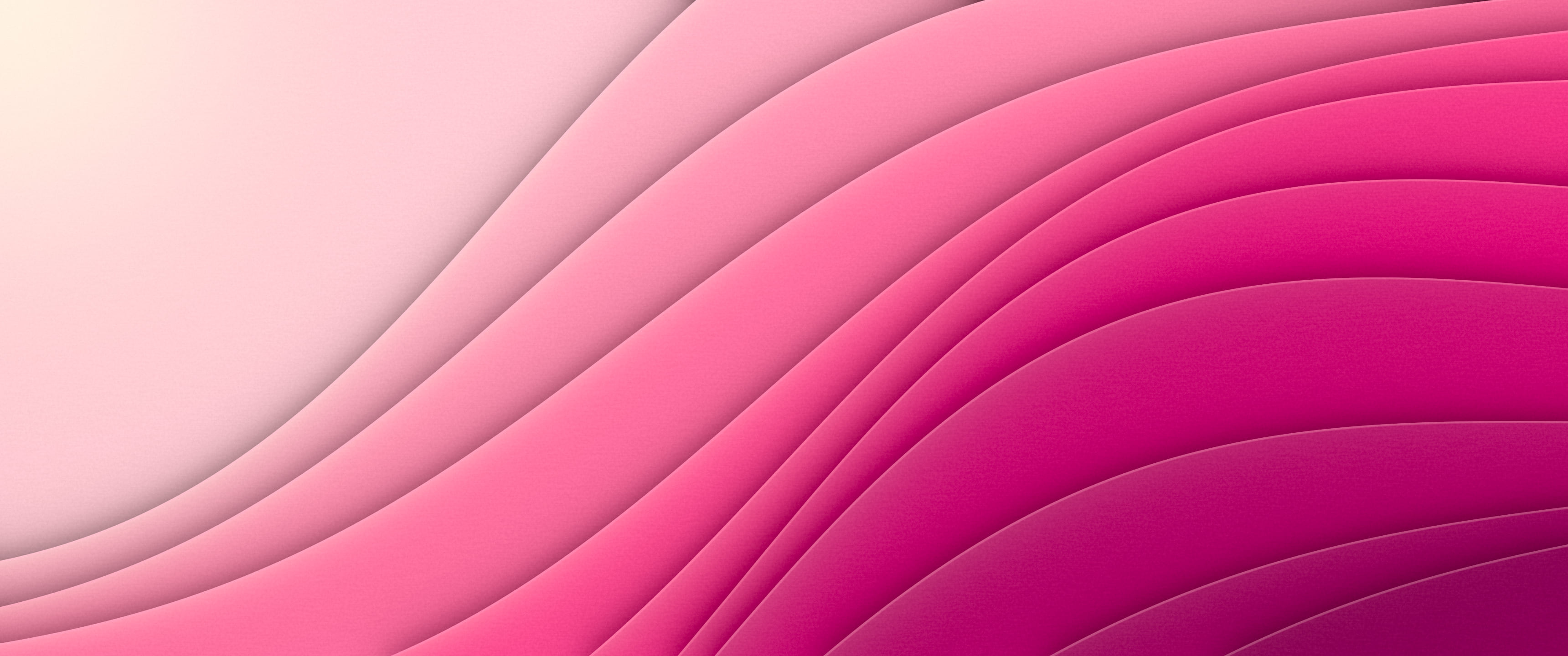 Hot Pink 3D Paper Cut Abstract Curves ultrawide wallpaper, 3440 × 1440