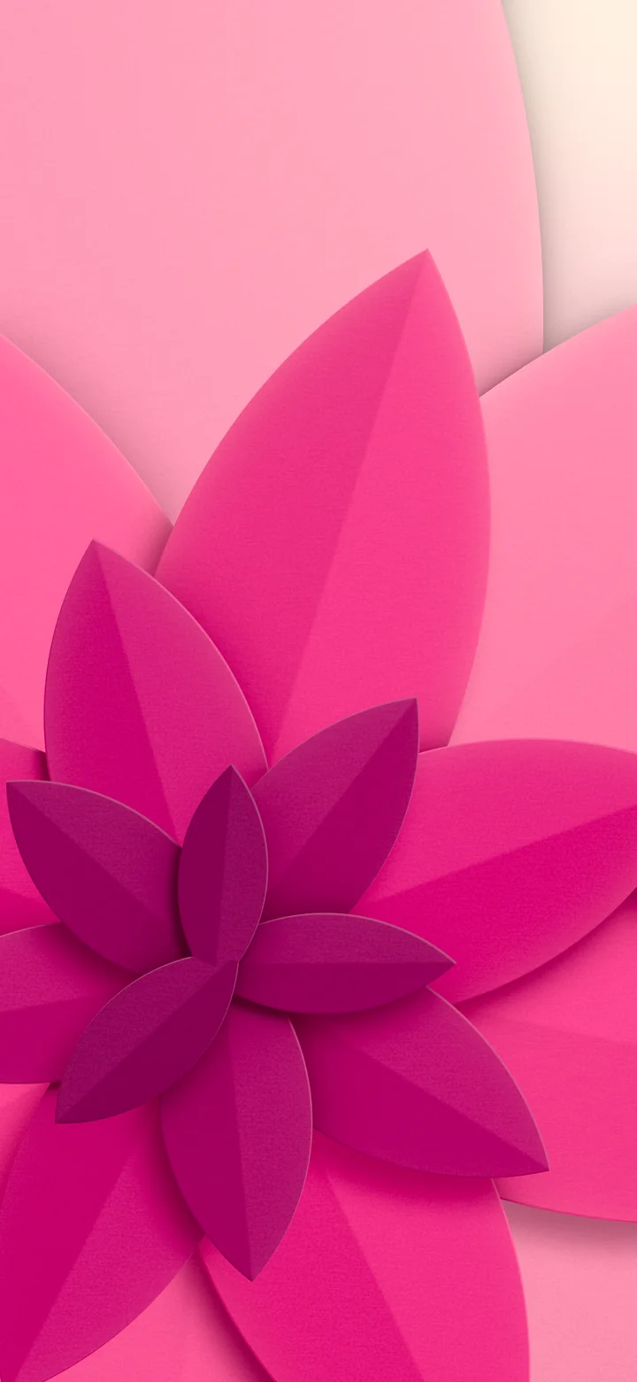 Hot Pink 3D Paper Cut Abstract Petals wallpaper for iPhone and Android