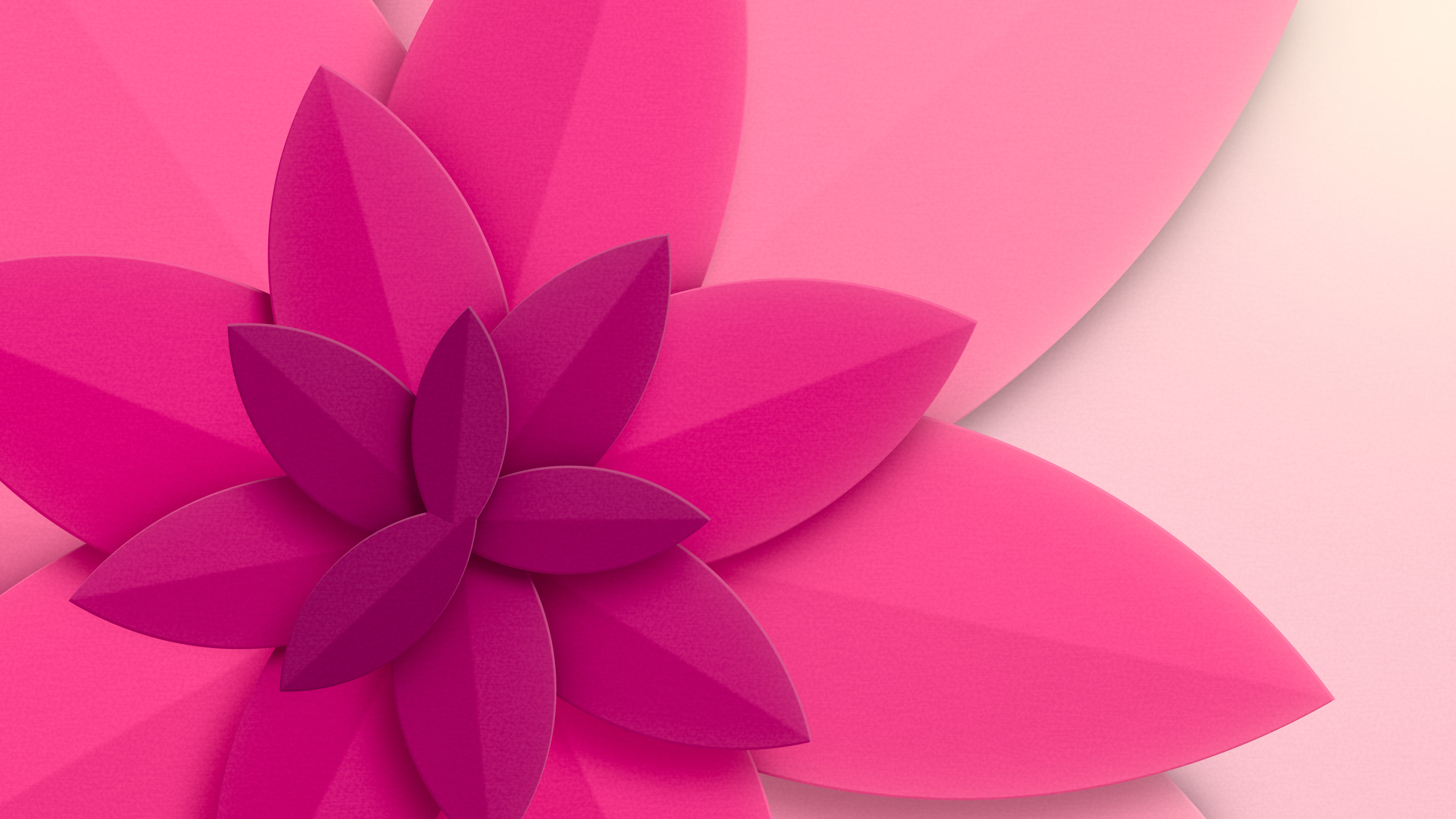 Hot Pink 3D Paper Cut Abstract Petals desktop wallpaper in 4K