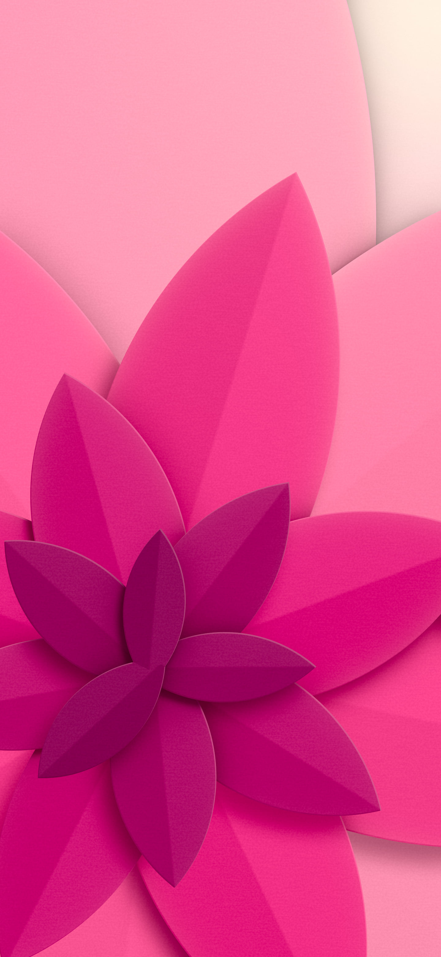 Hot Pink 3D Paper Cut Abstract Petals wallpaper for iPhone and Android