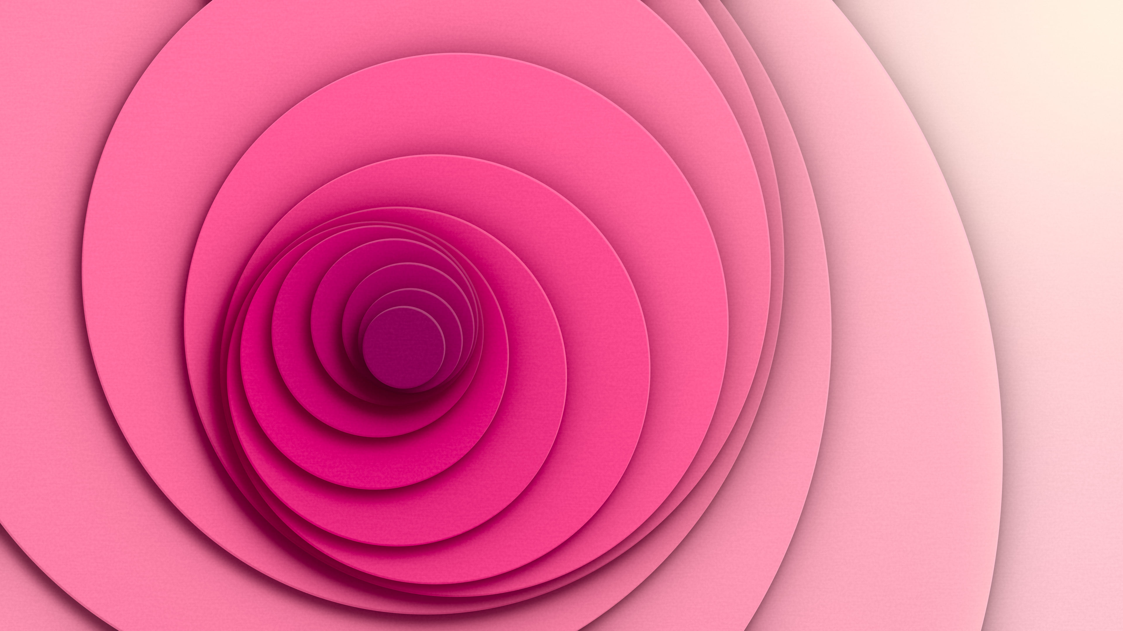 Hot Pink 3D Paper Cut Abstract Whirl desktop wallpaper in 4K