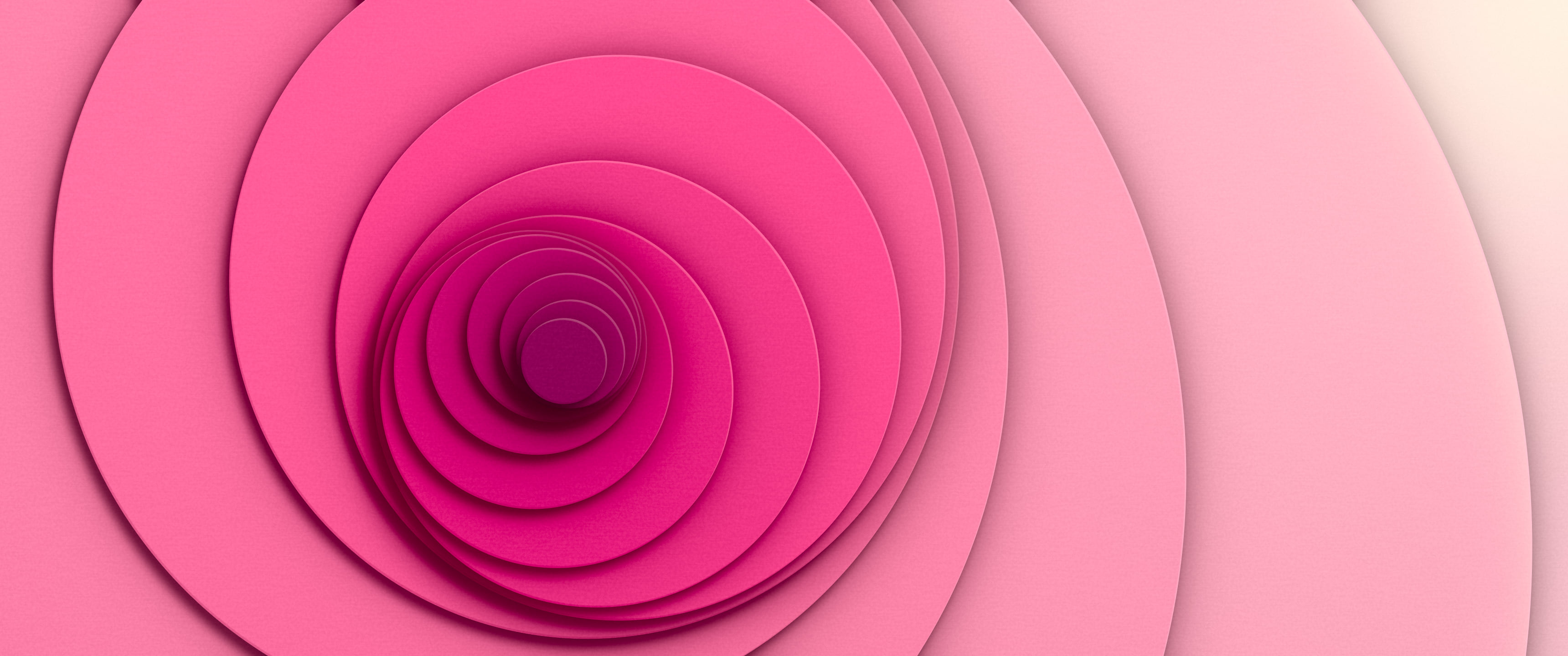 Hot Pink 3D Paper Cut Abstract Whirl ultrawide wallpaper, 3440 × 1440