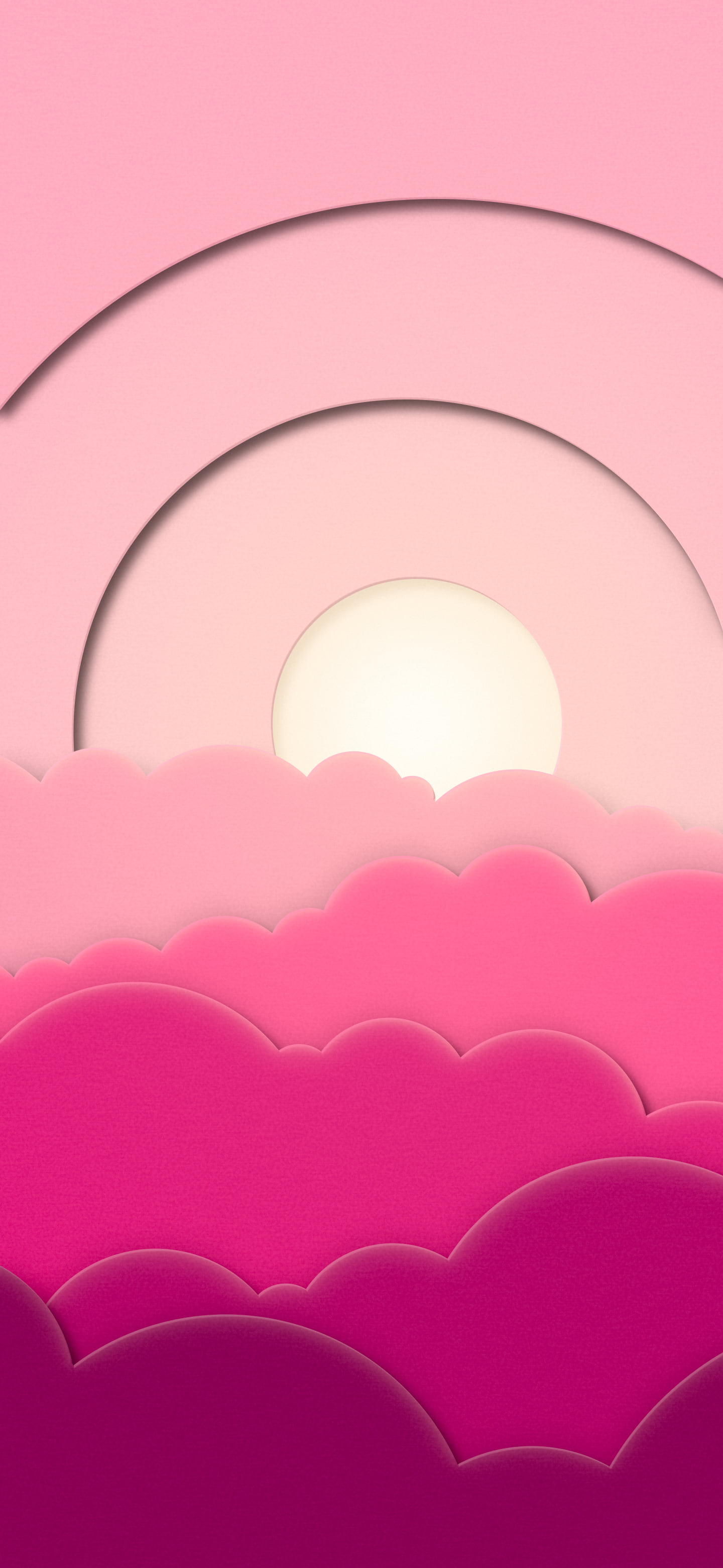 Hot Pink 3D Paper Cut Clouds wallpaper for iPhone and Android