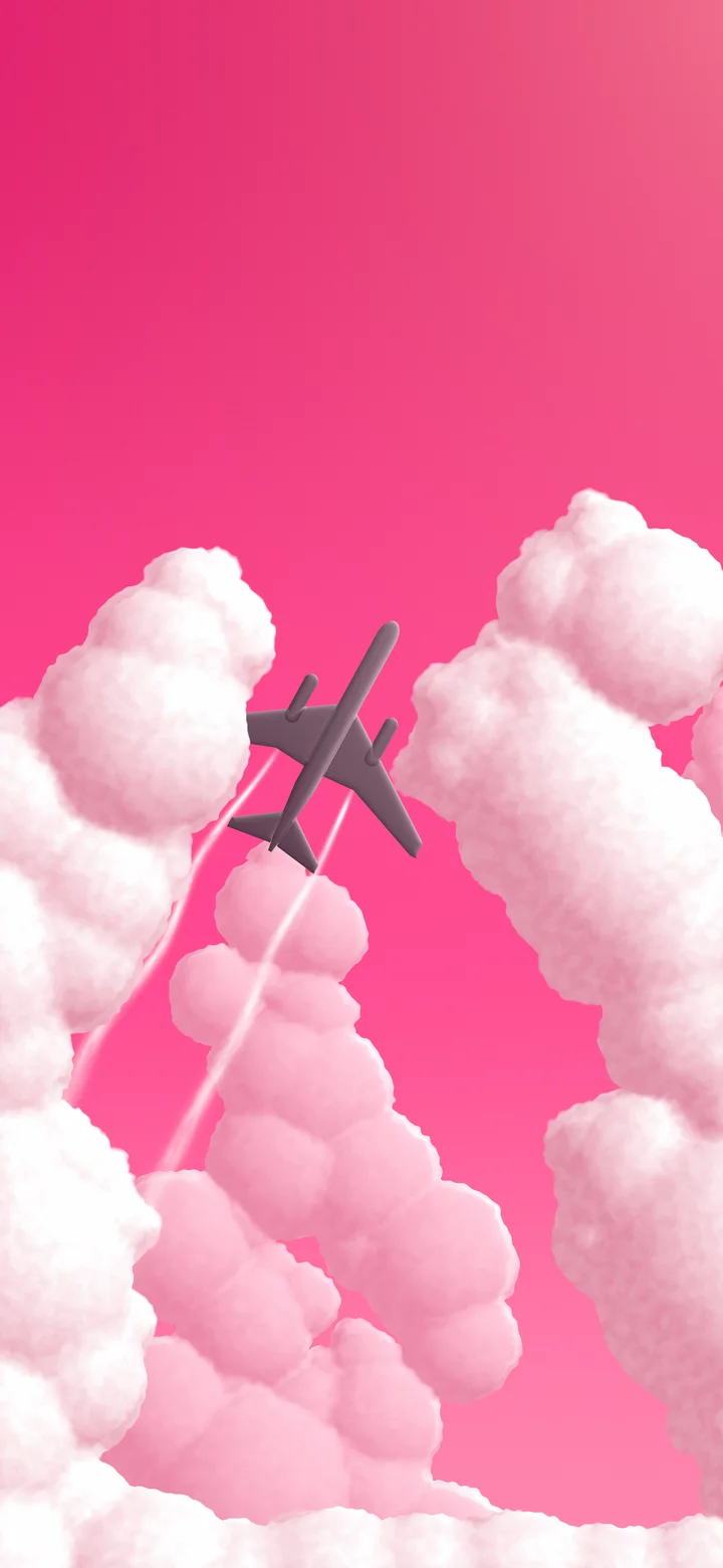 Hot Pink Airplane in the Clouds wallpaper for iPhone and Android