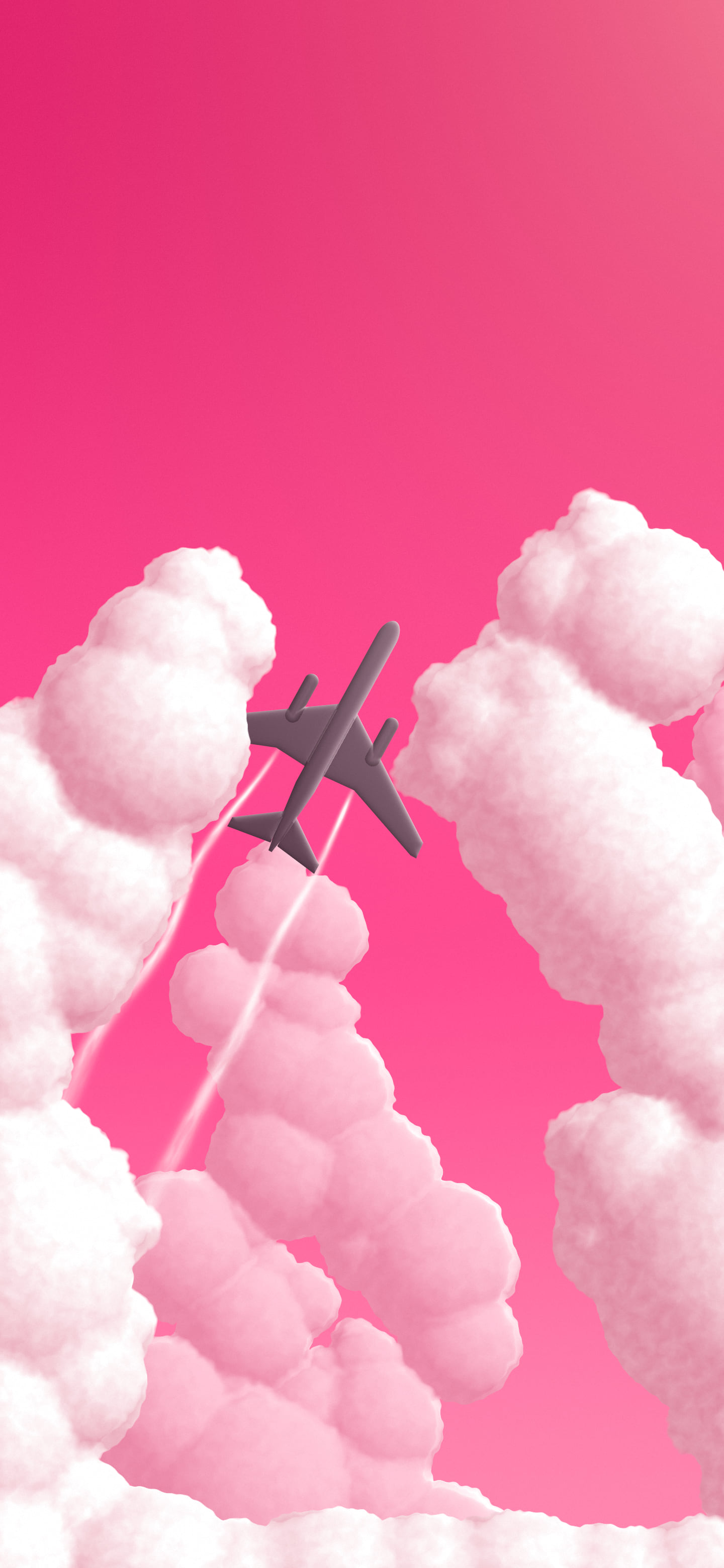 Hot Pink Airplane in the Clouds wallpaper for iPhone and Android
