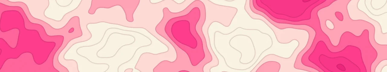 Hot Pink and Cream Layered Topographic triple monitor wallpaper, 7680 × 1440