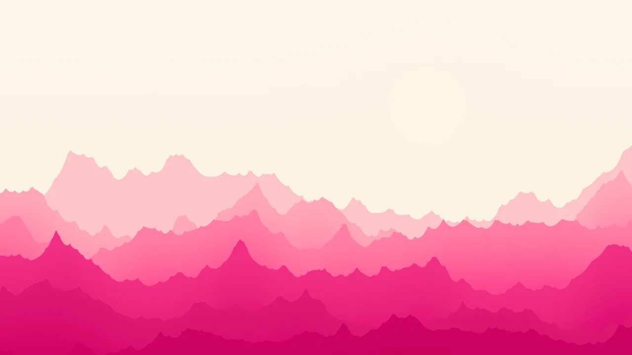 Hot Pink and Cream Minimalist Mountain Landscape desktop wallpaper in 4K