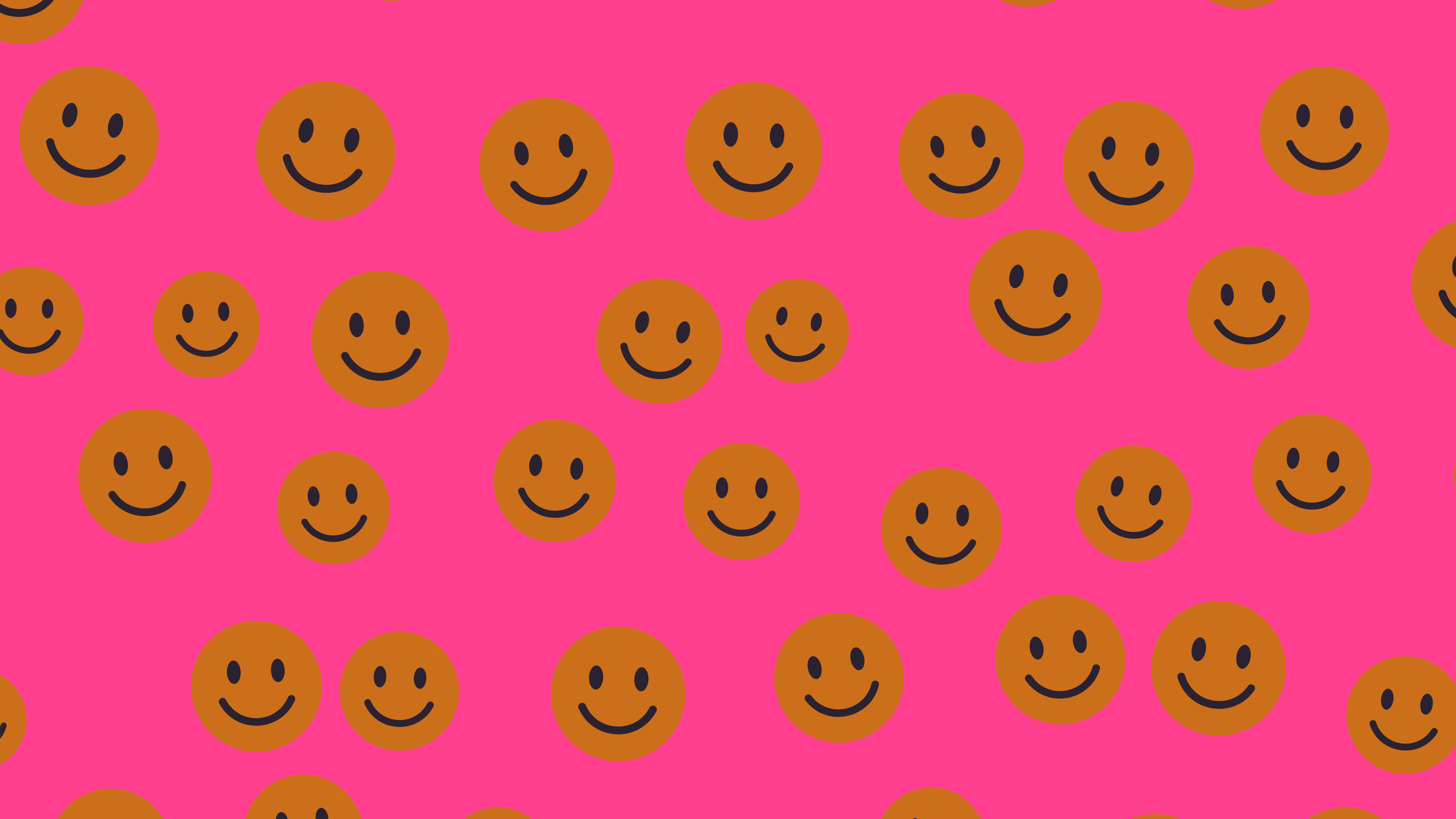 Hot Pink and Orange Smiley Face Pattern desktop wallpaper in 4K