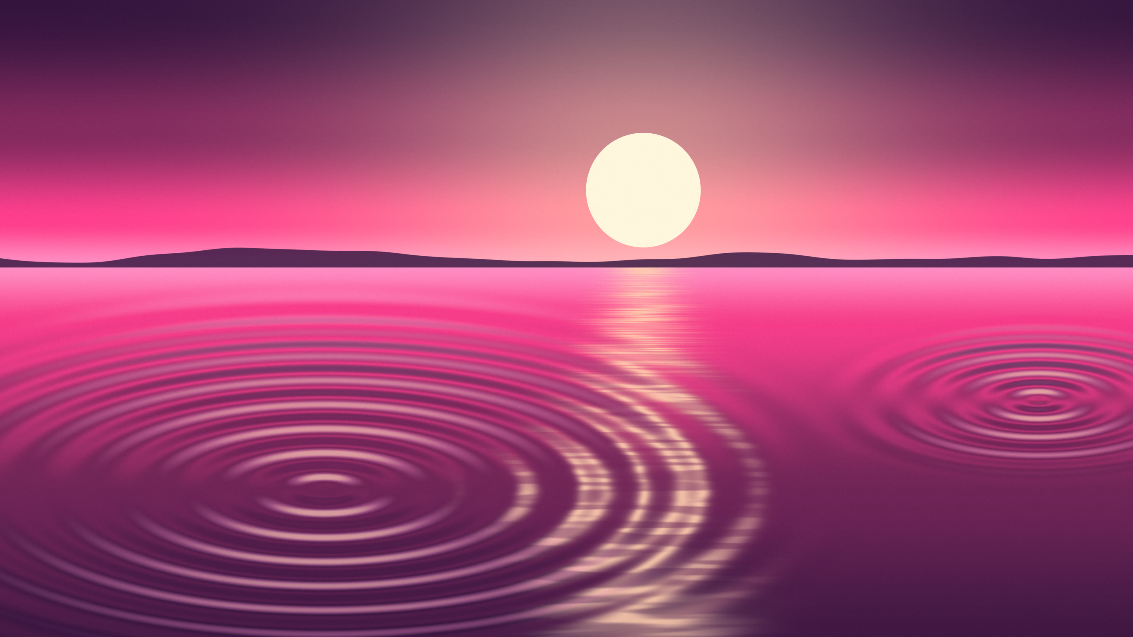Hot Pink Calm Water Ripples desktop wallpaper in 4K