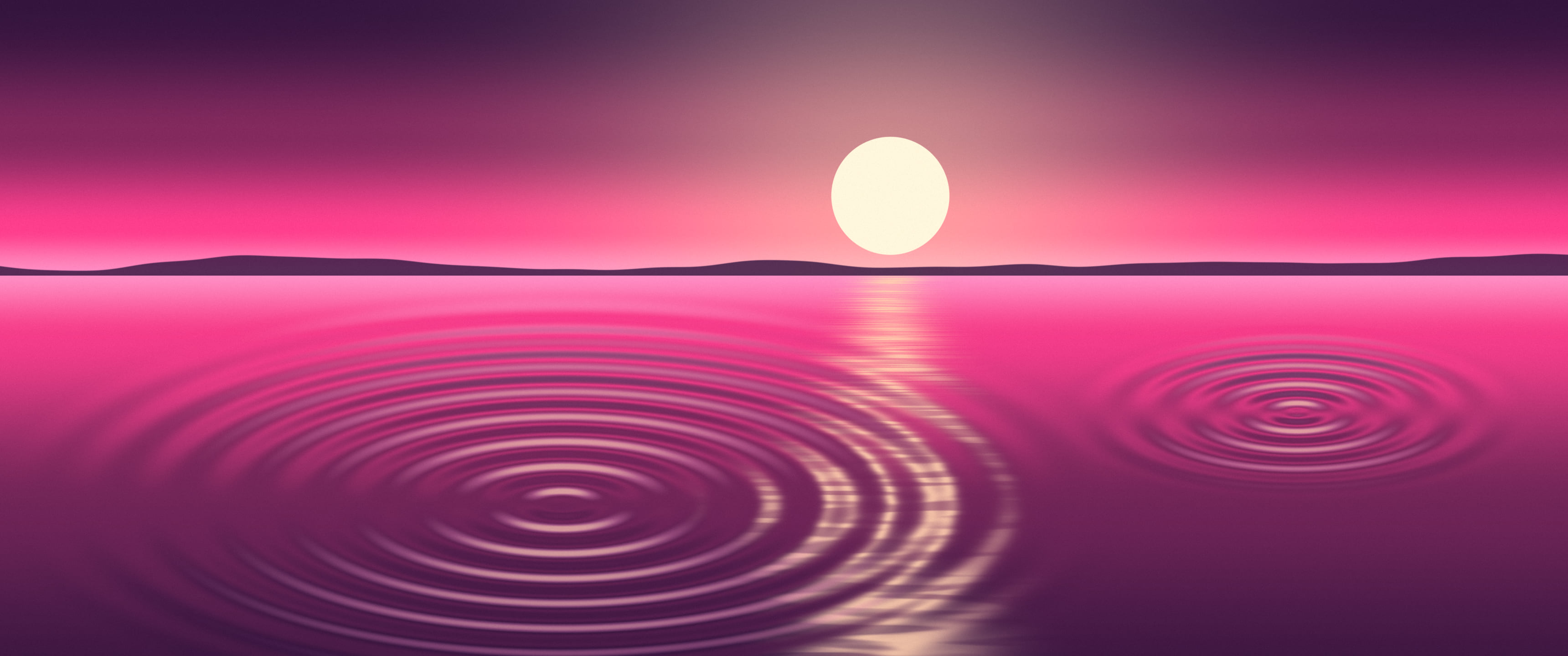 Hot Pink Calm Water Ripples ultrawide wallpaper, 3440 × 1440