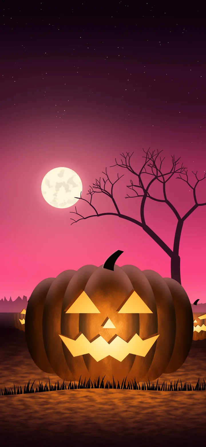 Hot Pink Carved Jack O Lantern wallpaper for iPhone and Android