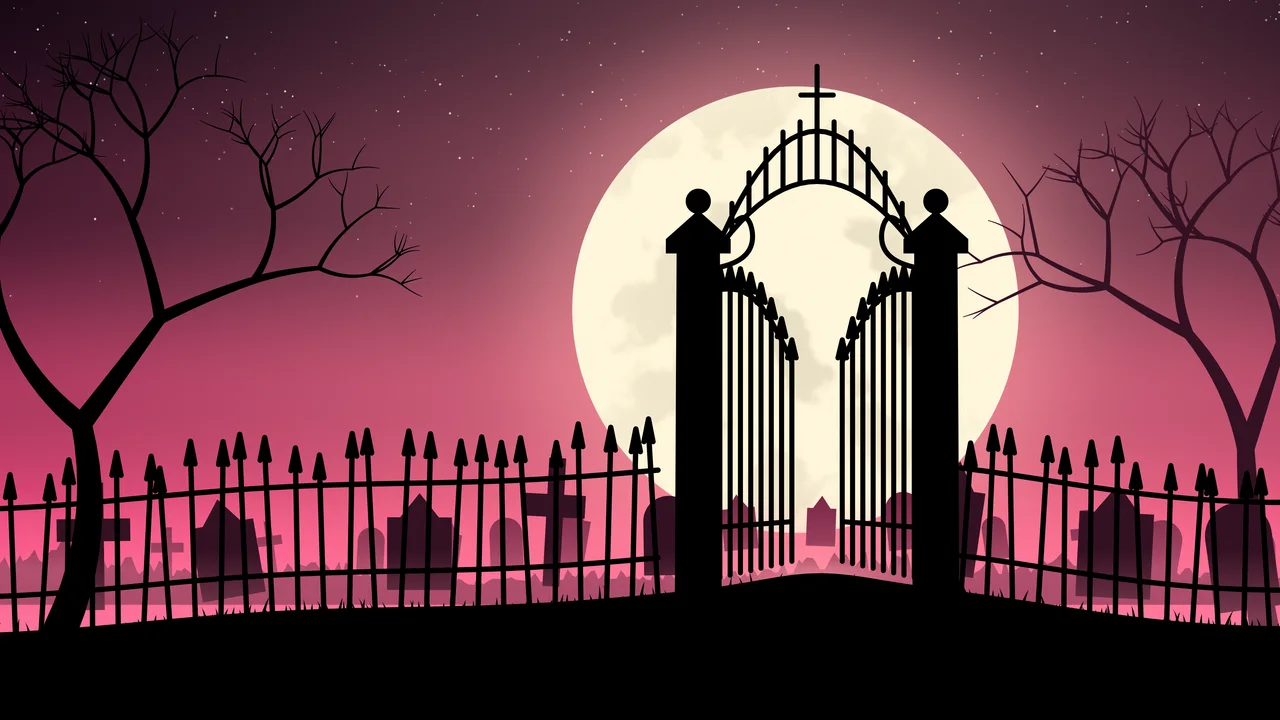 Hot Pink Cemetery Gate desktop wallpaper in 4K