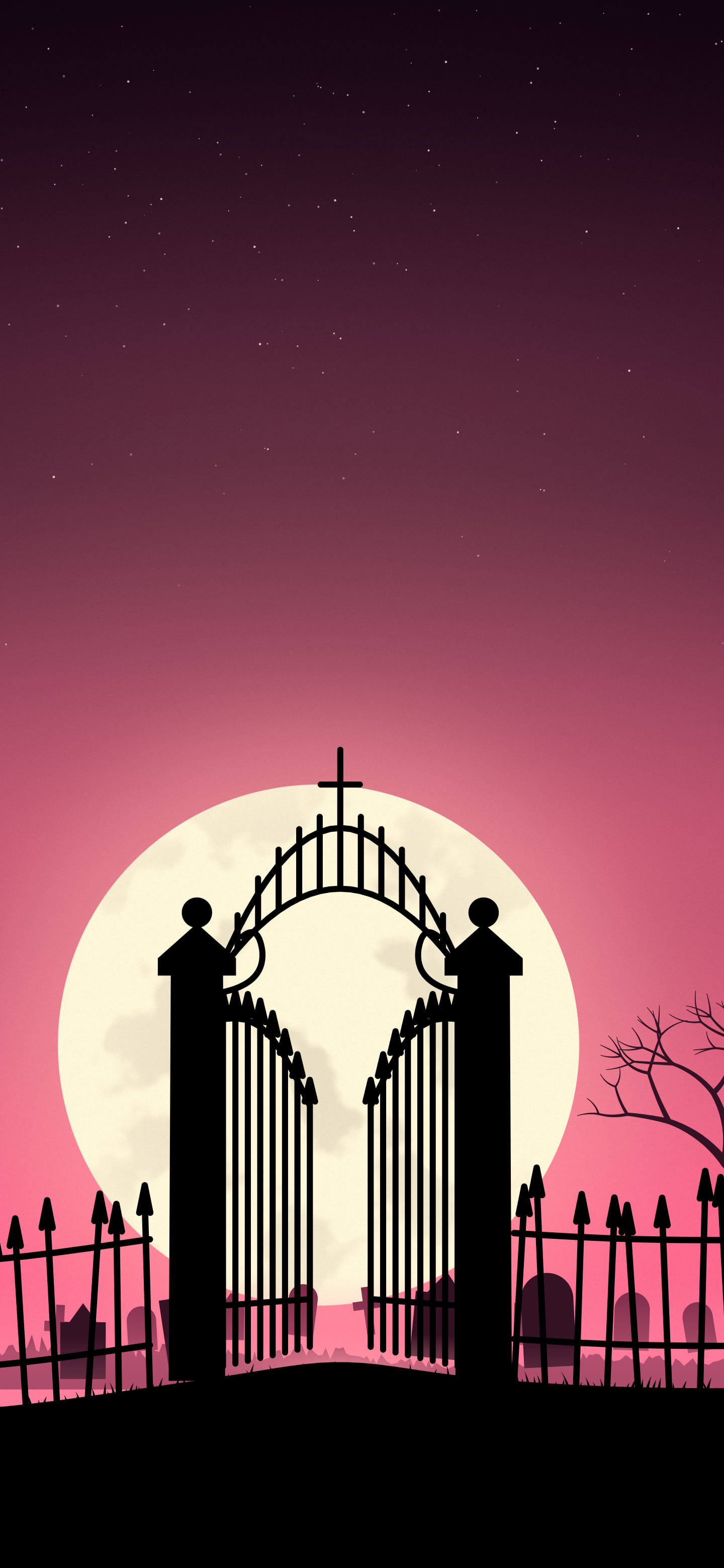 Hot Pink Cemetery Gate wallpaper for iPhone and Android