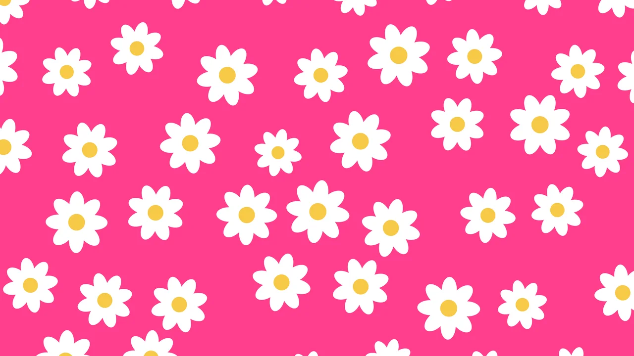 Hot Pink Daisy Flower Pattern desktop wallpaper in 4K