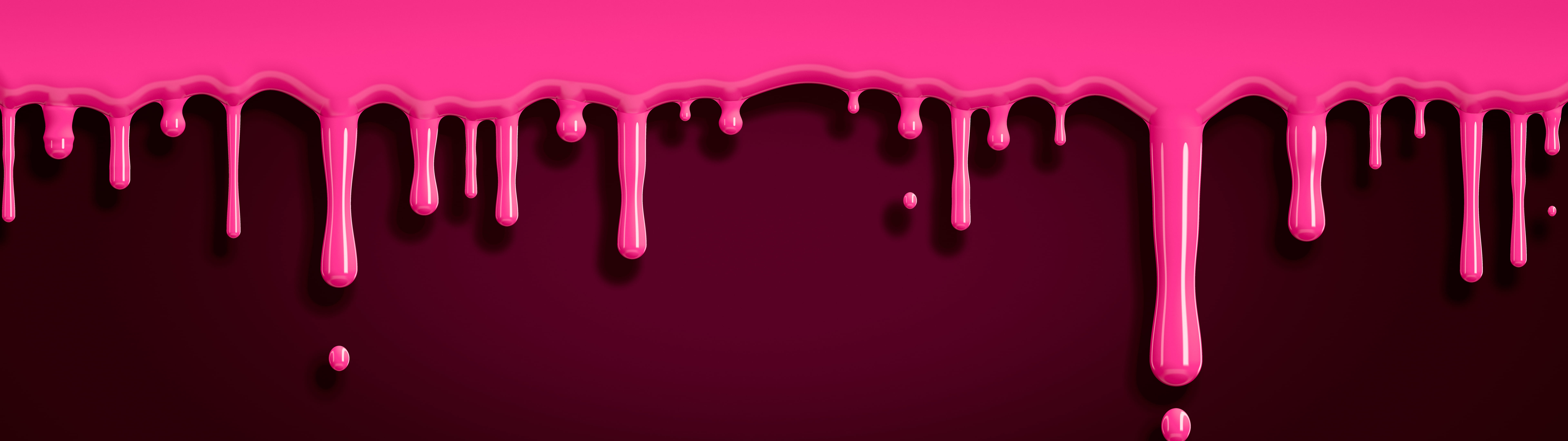 Hot Pink Dripping Slime dual monitor wallpaper, 7680 × 2160