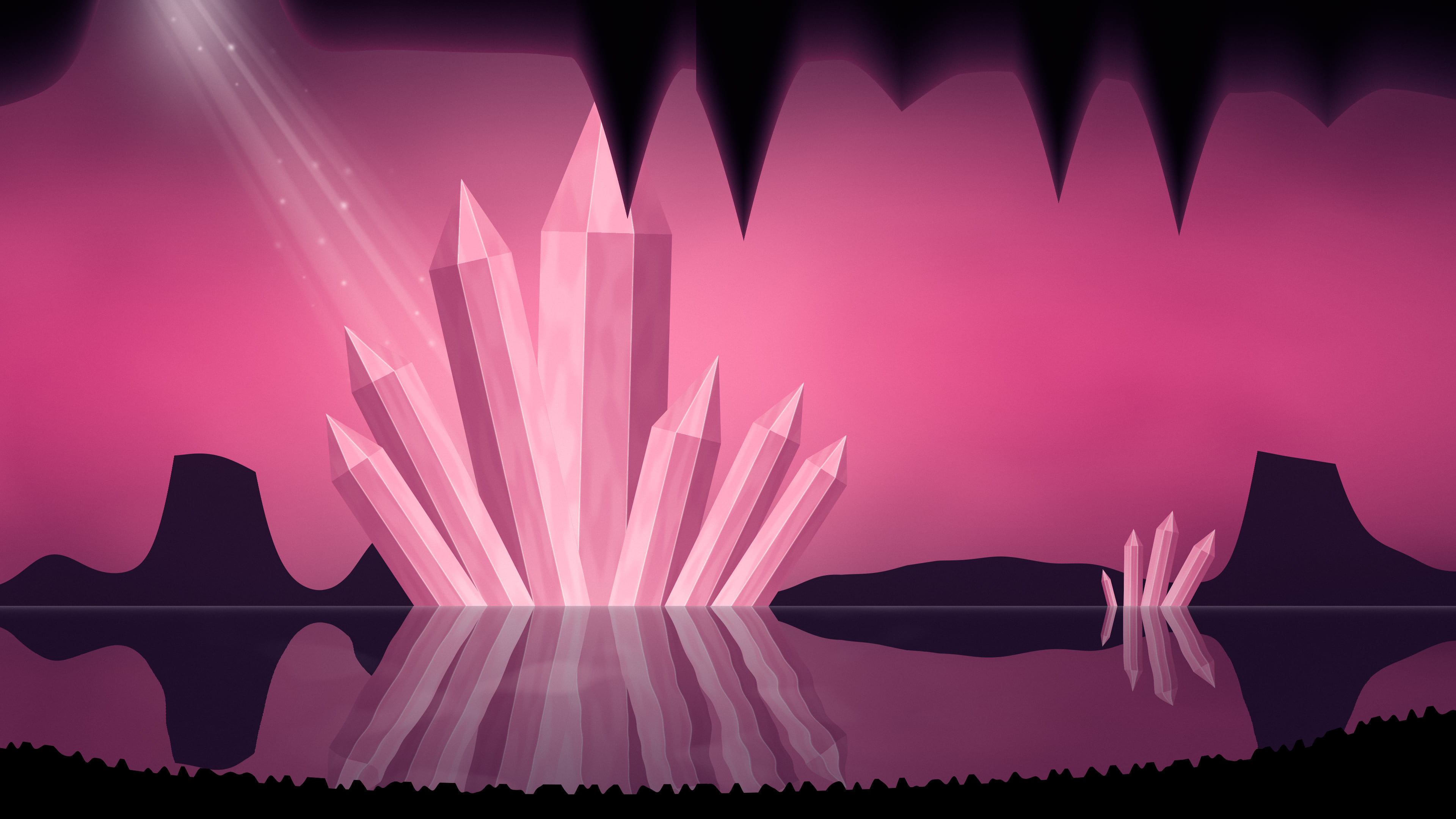 Hot Pink Fantasy Crystal Cavern desktop wallpaper in 4K