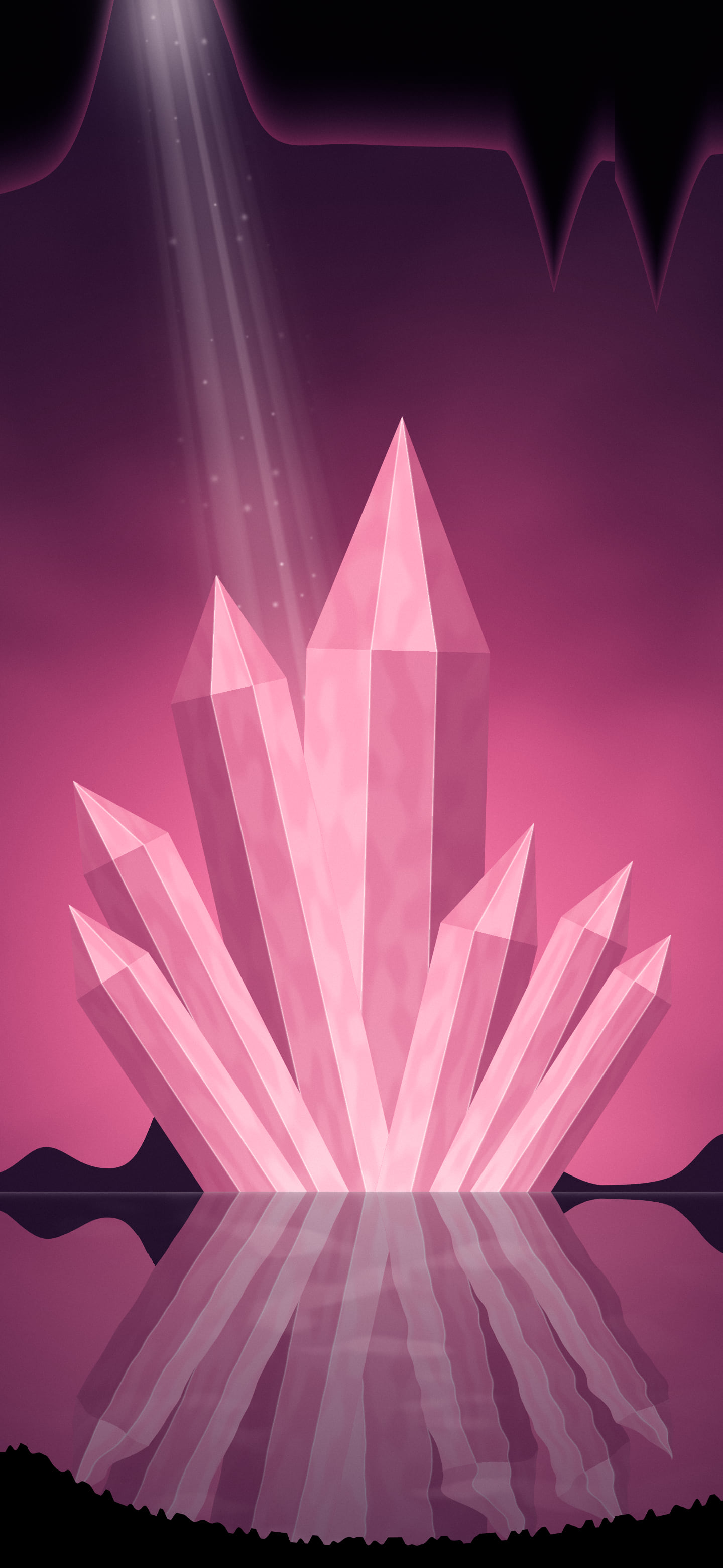 Hot Pink Fantasy Crystal Cavern wallpaper for iPhone and Android
