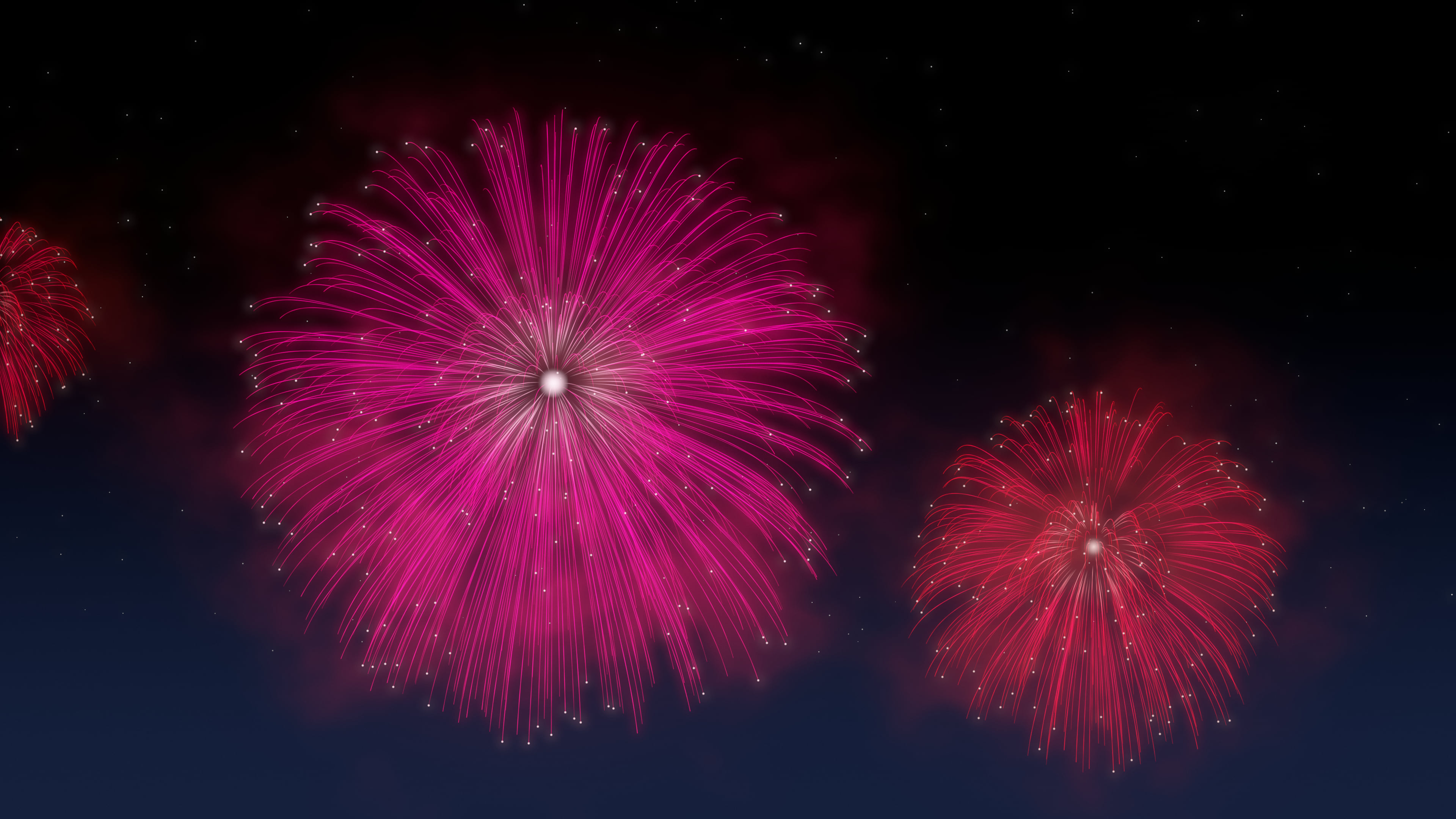 Hot Pink Fireworks desktop wallpaper in 4K