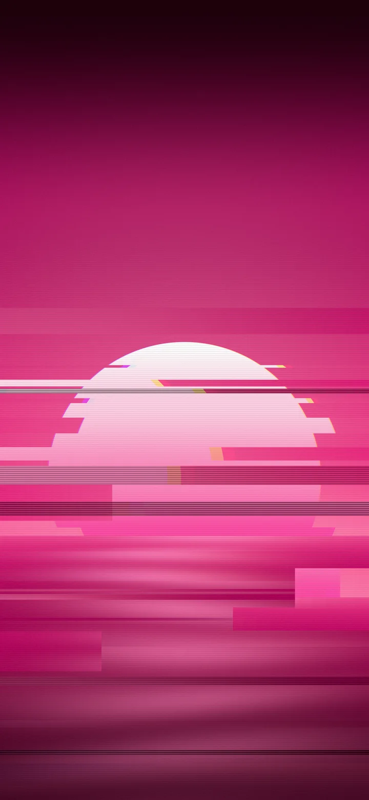 Hot Pink Glitch Sun wallpaper for iPhone and Android