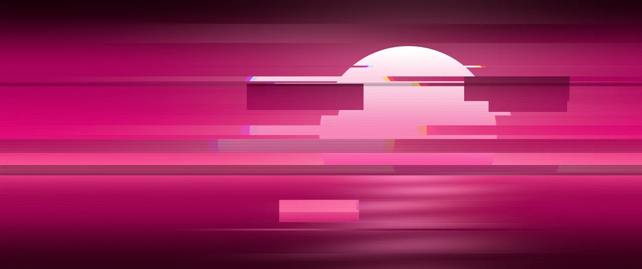 Hot Pink Glitch Sun ultrawide wallpaper, 3440 × 1440