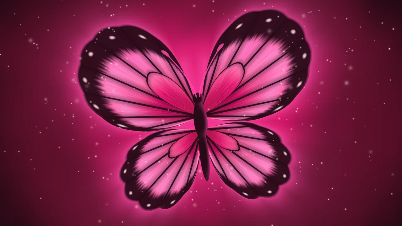 Hot Pink Glowing Butterfly desktop wallpaper in 4K