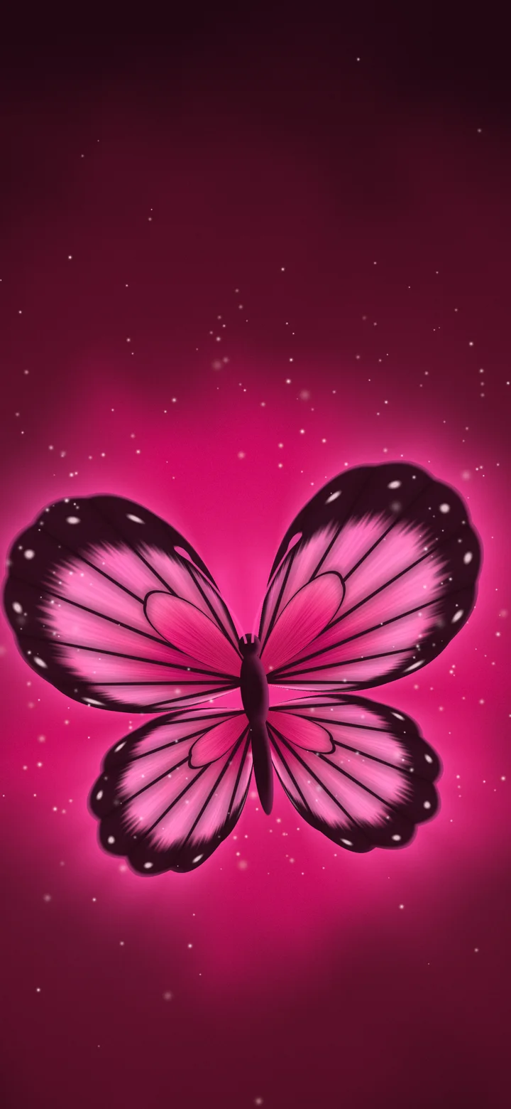 Hot Pink Glowing Butterfly wallpaper for iPhone and Android