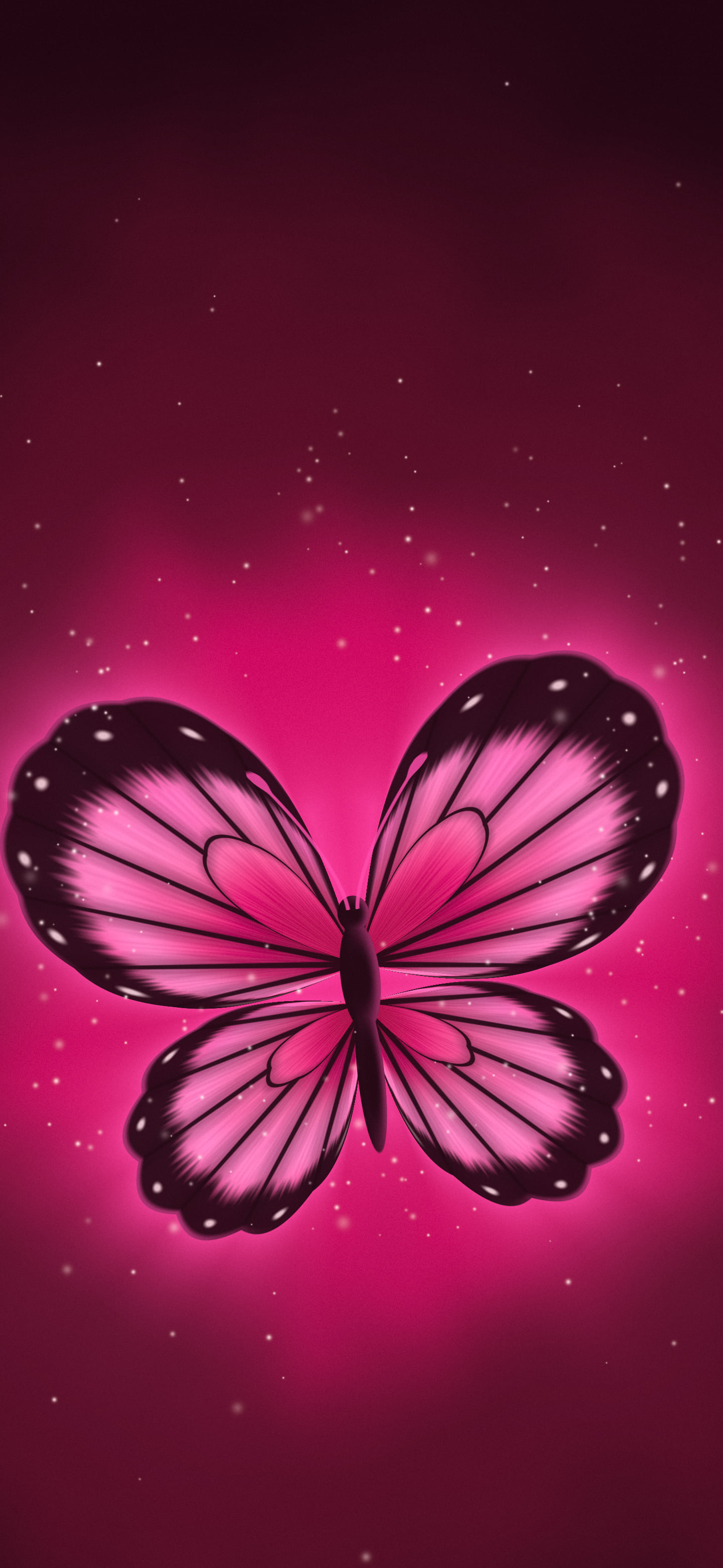 Hot Pink Glowing Butterfly wallpaper for iPhone and Android
