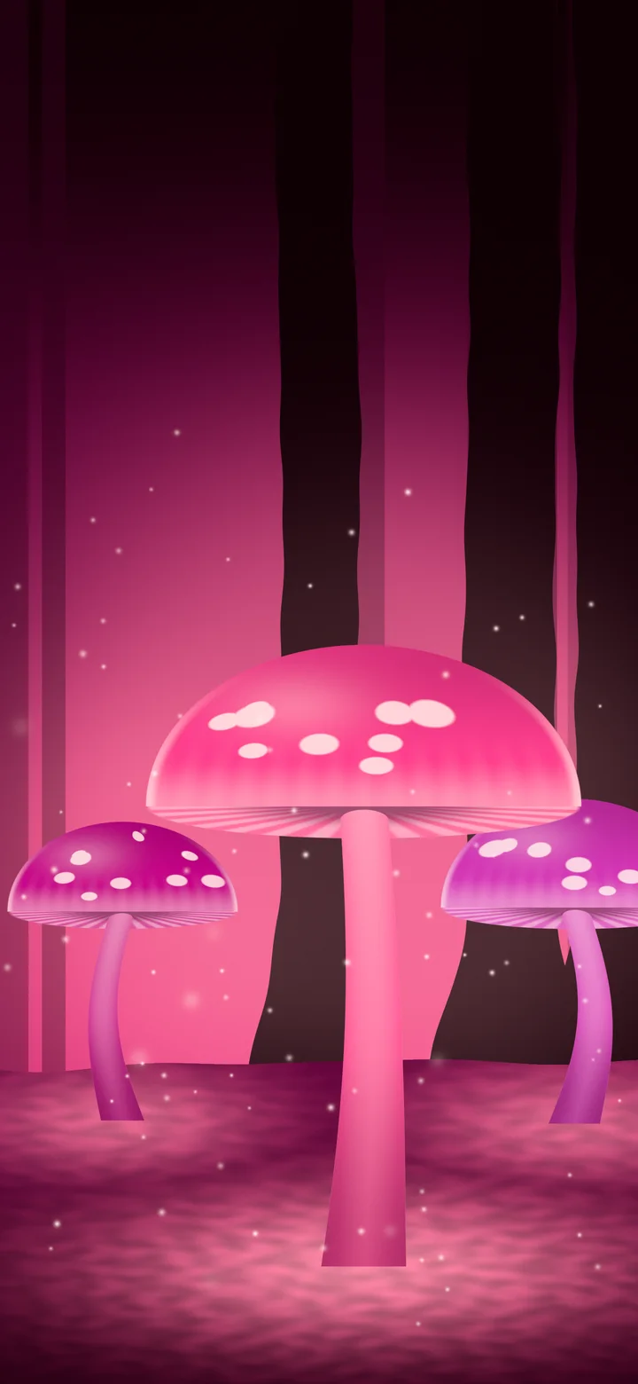 Hot Pink Glowing Mushrooms wallpaper for iPhone and Android