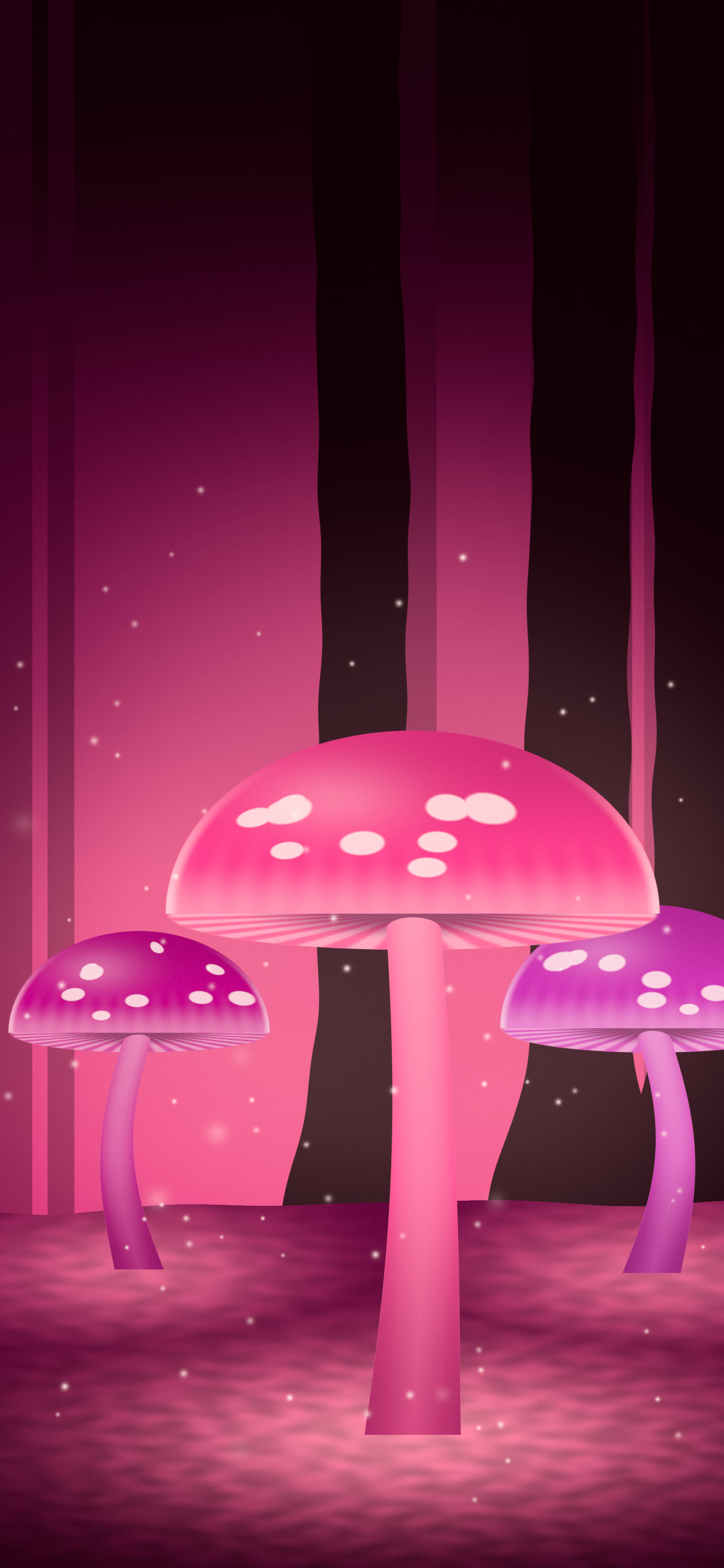 Hot Pink Glowing Mushrooms wallpaper for iPhone and Android