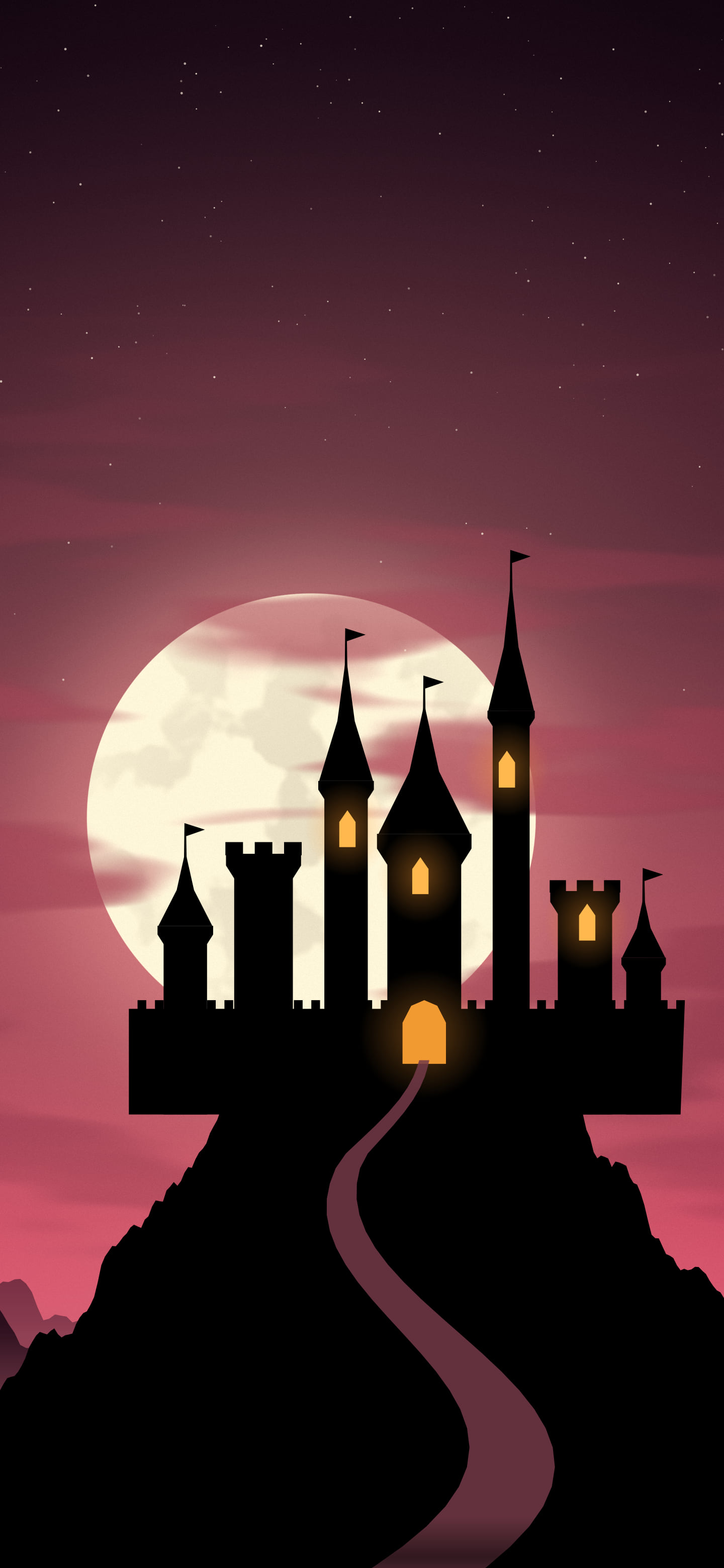 Hot Pink Haunted Castle wallpaper for iPhone and Android