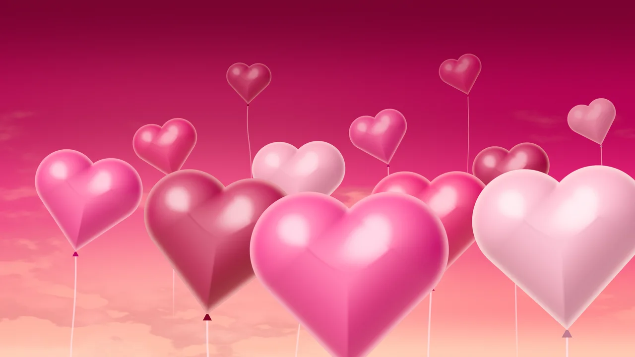Hot Pink Heart Balloons desktop wallpaper in 4K