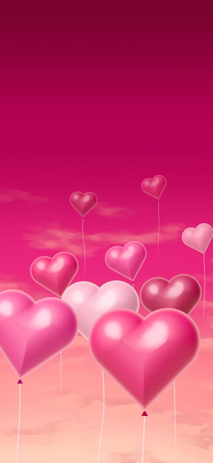 Hot Pink Heart Balloons wallpaper for iPhone and Android