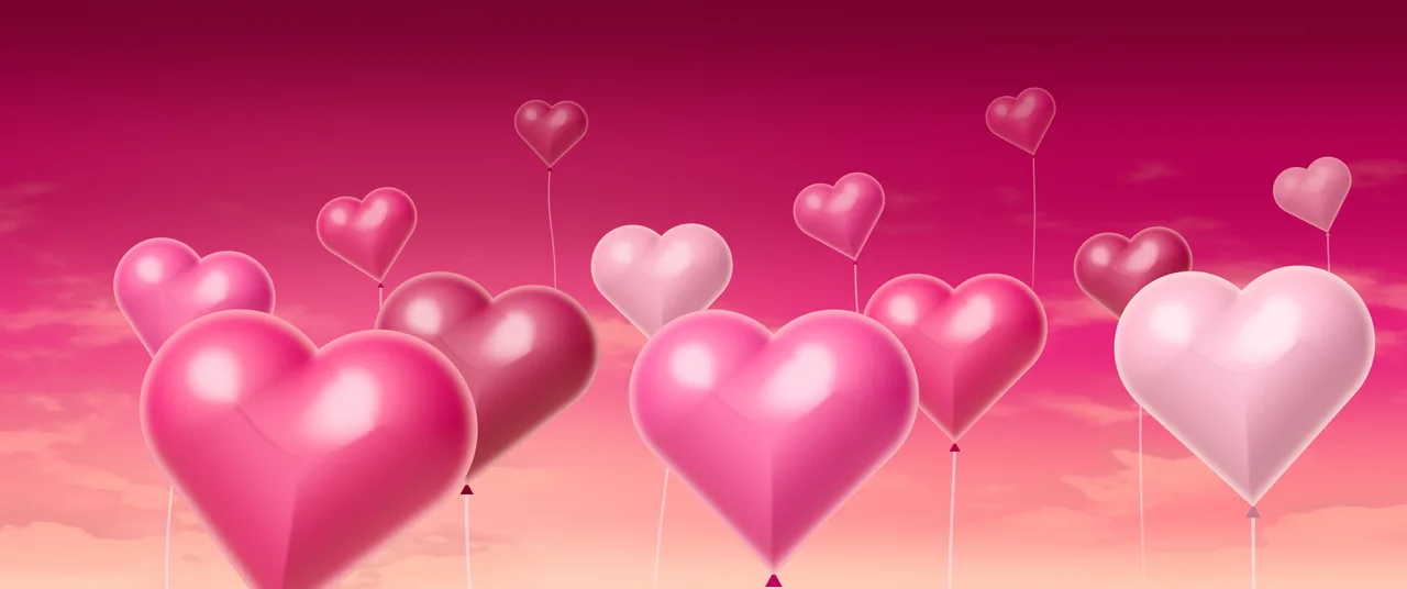 Hot Pink Heart Balloons ultrawide wallpaper, 3440 × 1440