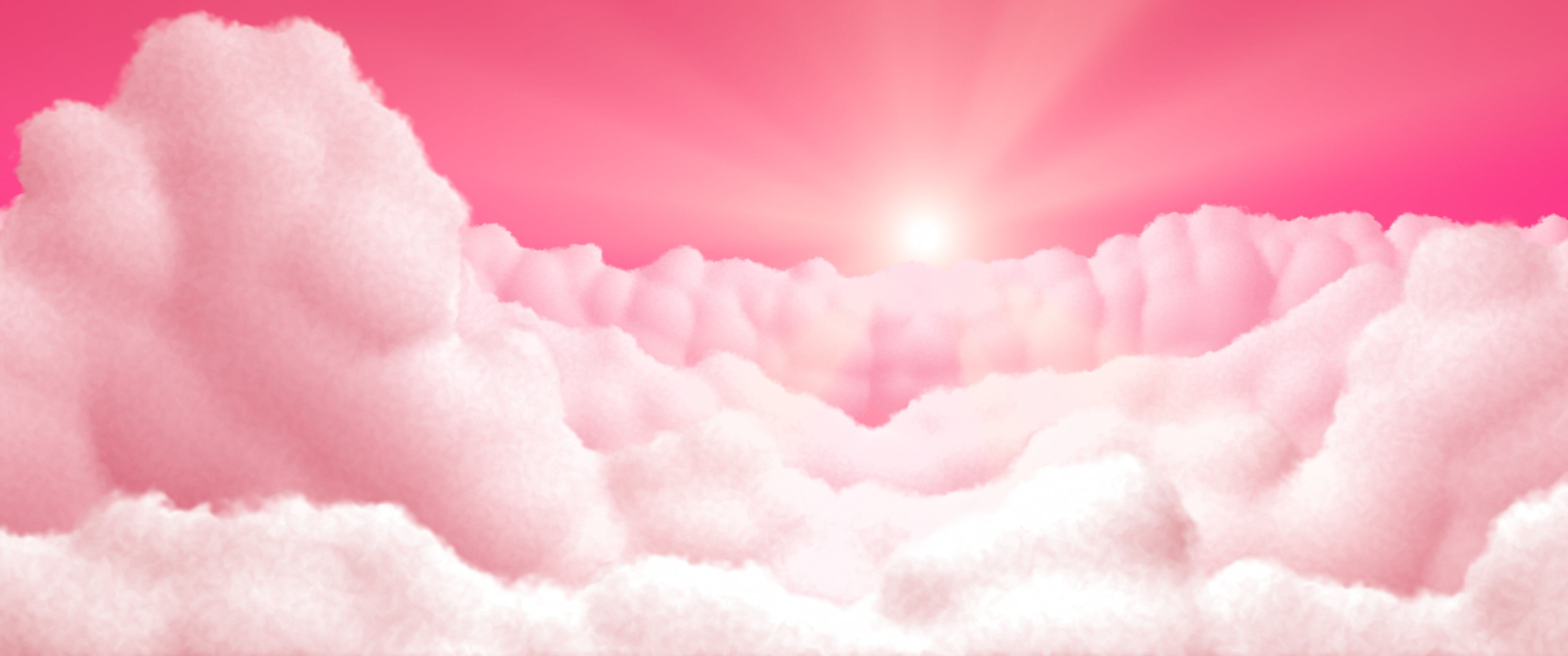 Hot Pink Heavenly Clouds ultrawide wallpaper, 3440 × 1440